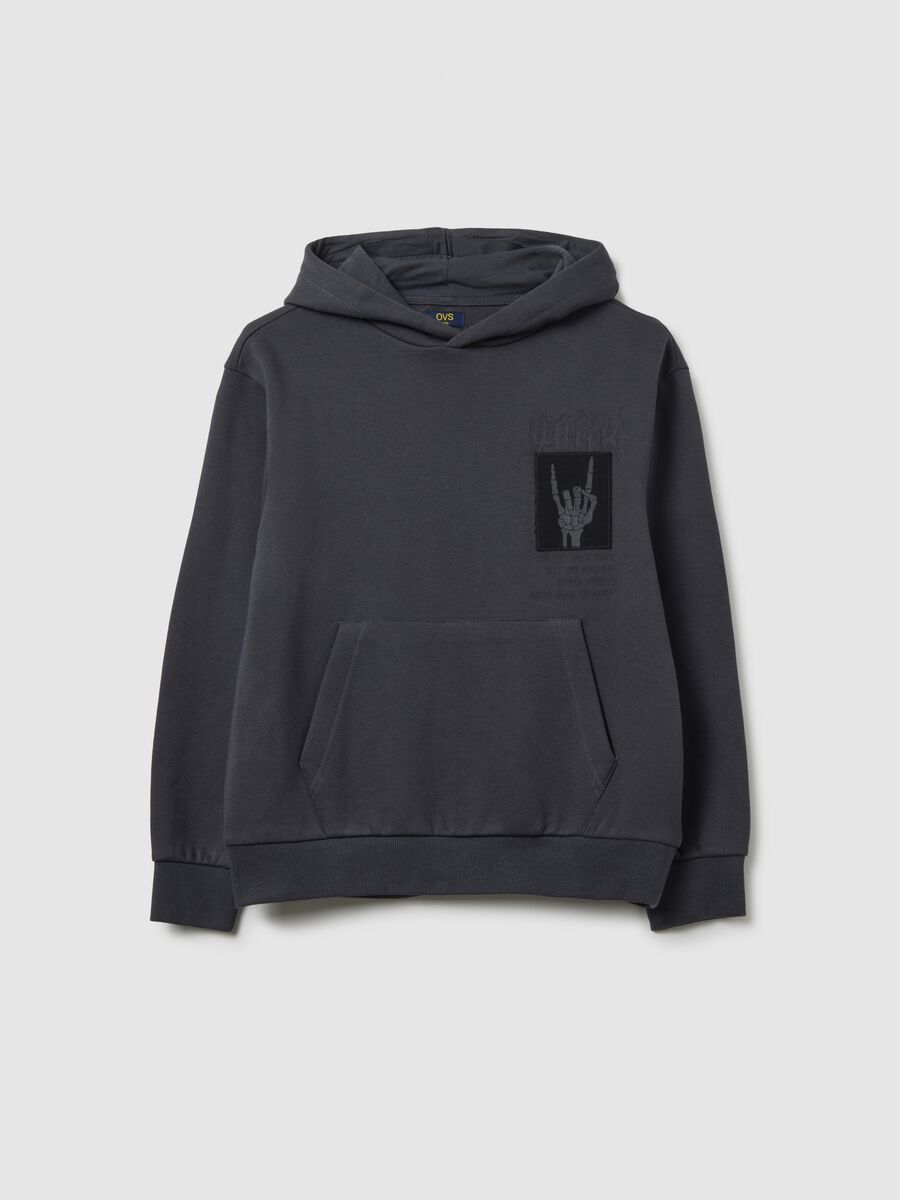 Boys' grey over fit pure cotton hoodie_0