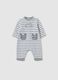 White and grey striped pure cotton baby romper_0