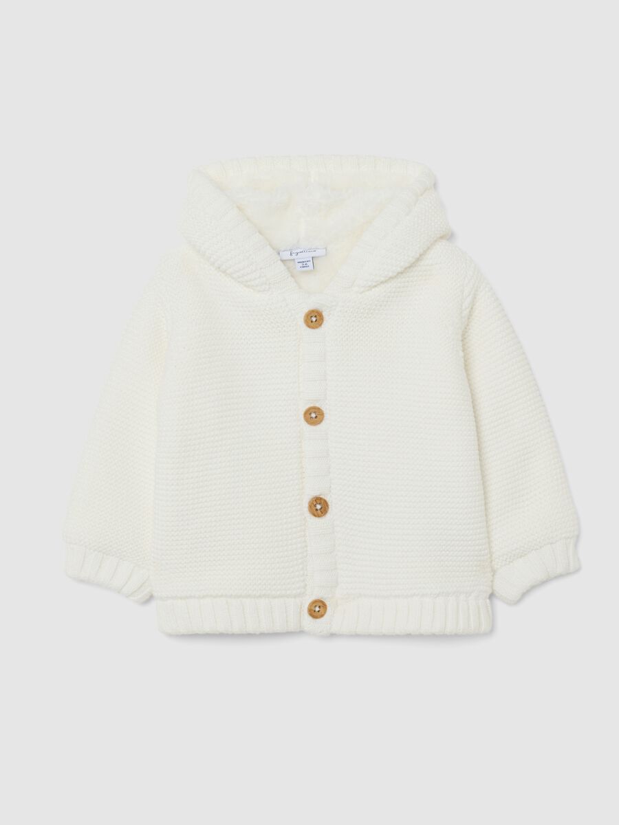 White newborn jacket in pure cotton regular fit_0