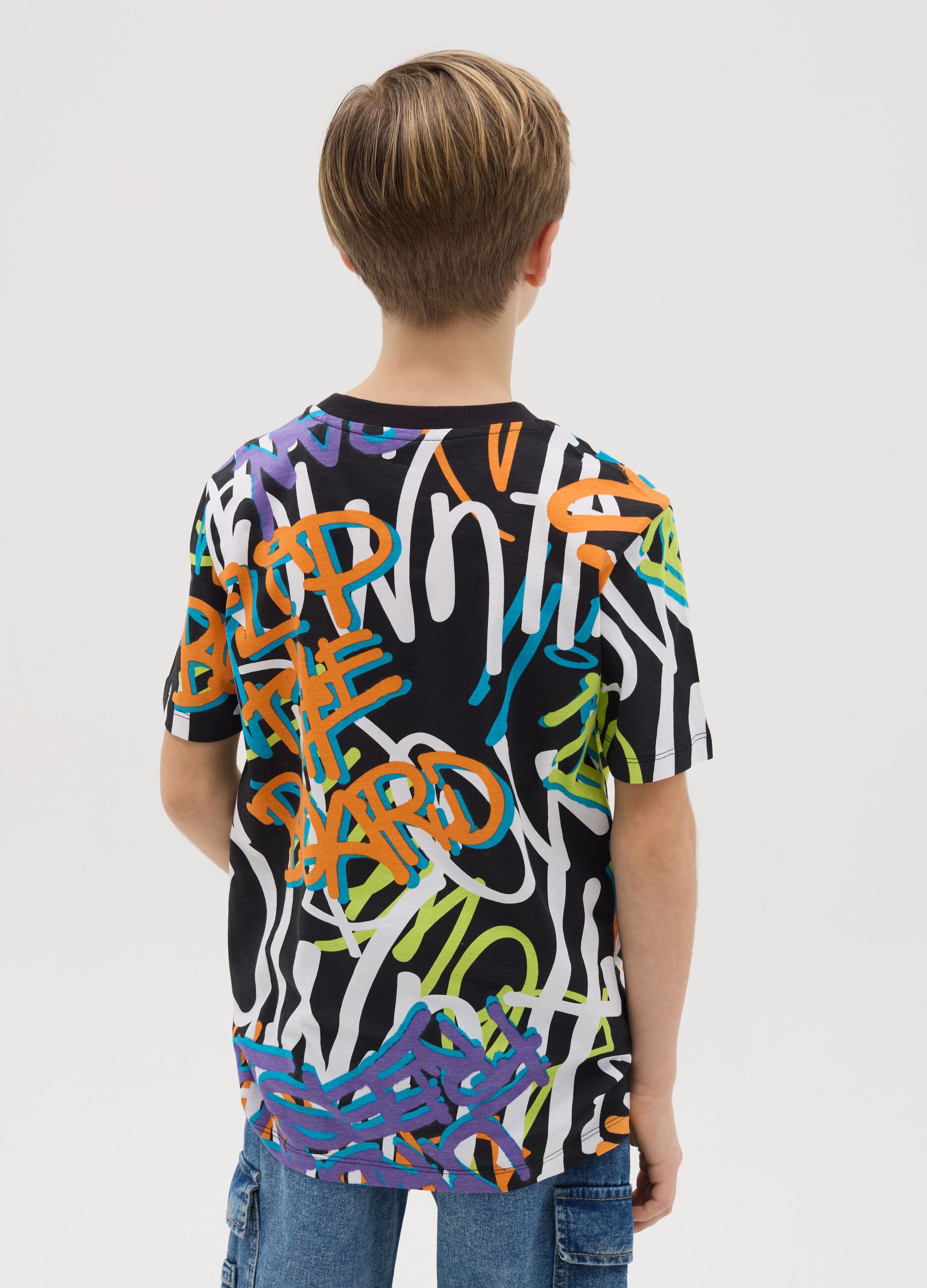 Cotton T-shirt with graffiti print