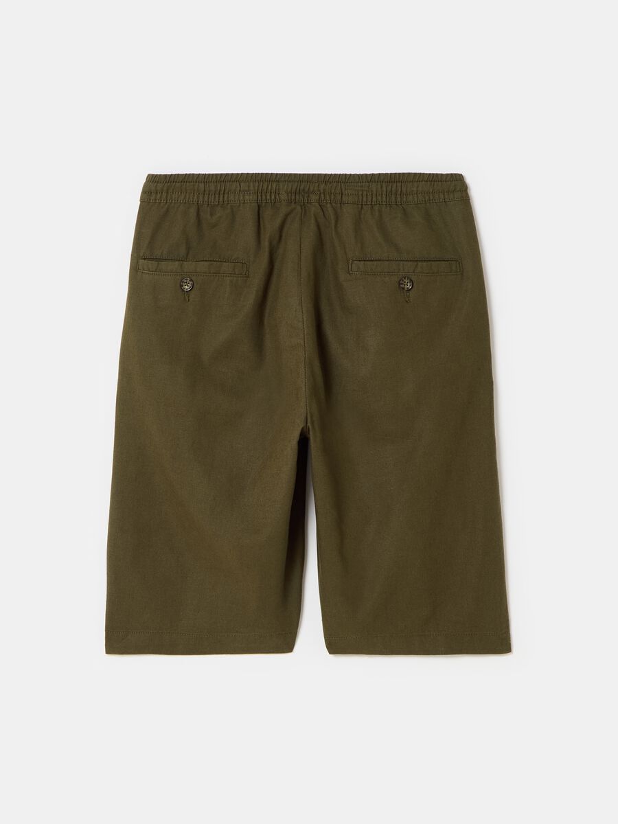 Chino Bermuda shorts in linen and cotton with drawstring_4