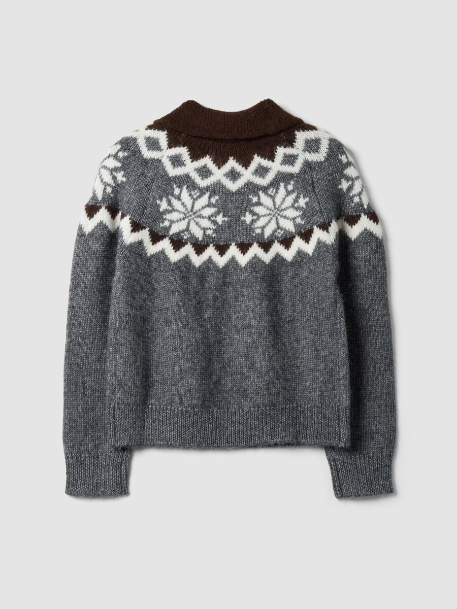 Grey jacquard cardigan with collar and zip, regular fit_6