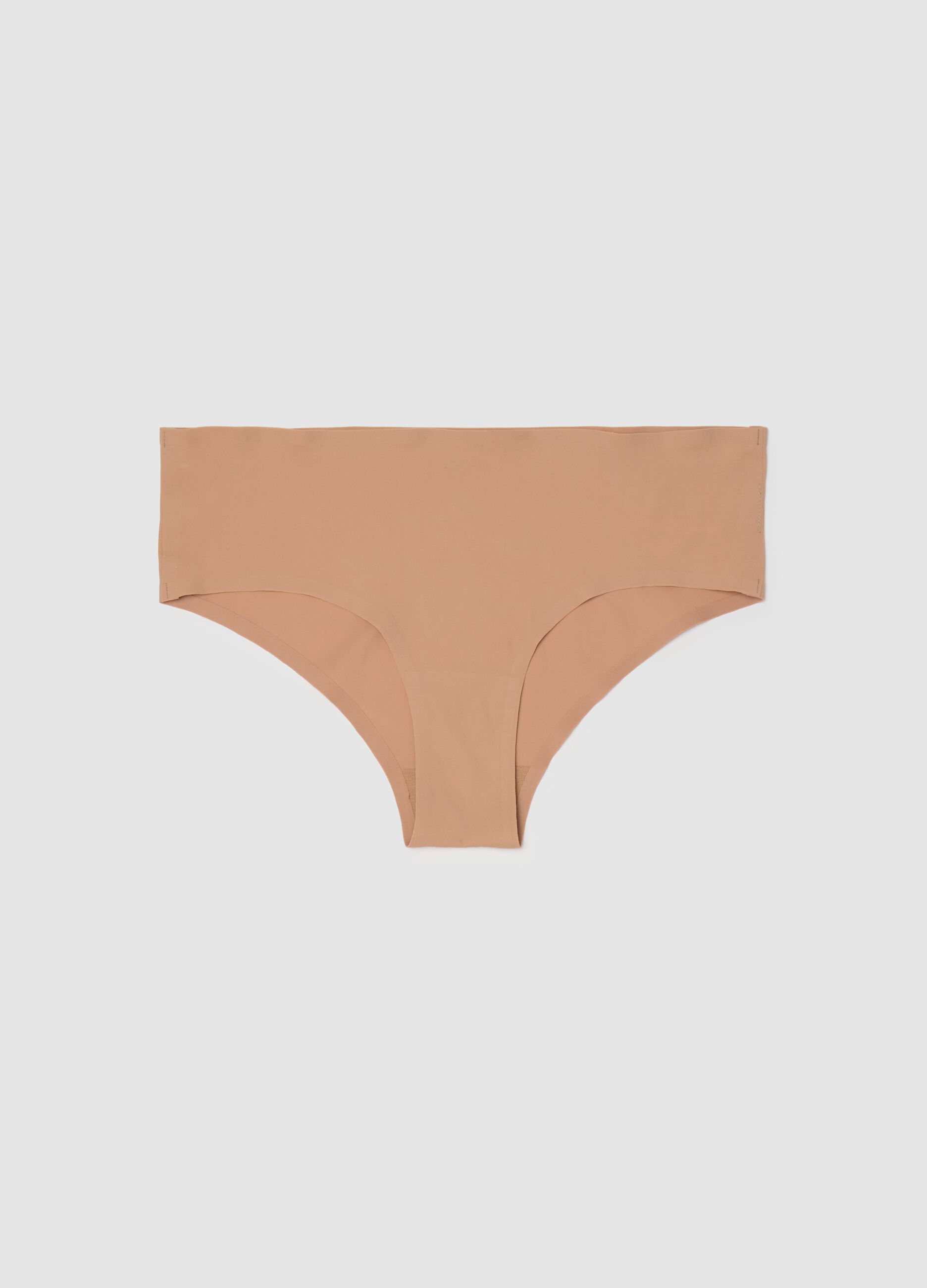 Women's beige stretch fabric regular fit briefs