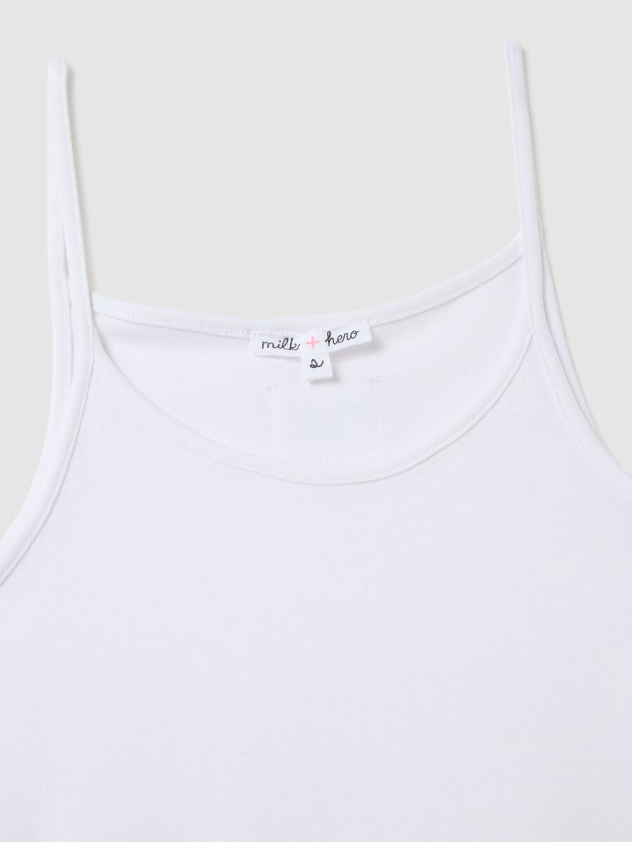 Women's white pure cotton tank top regular fit_5