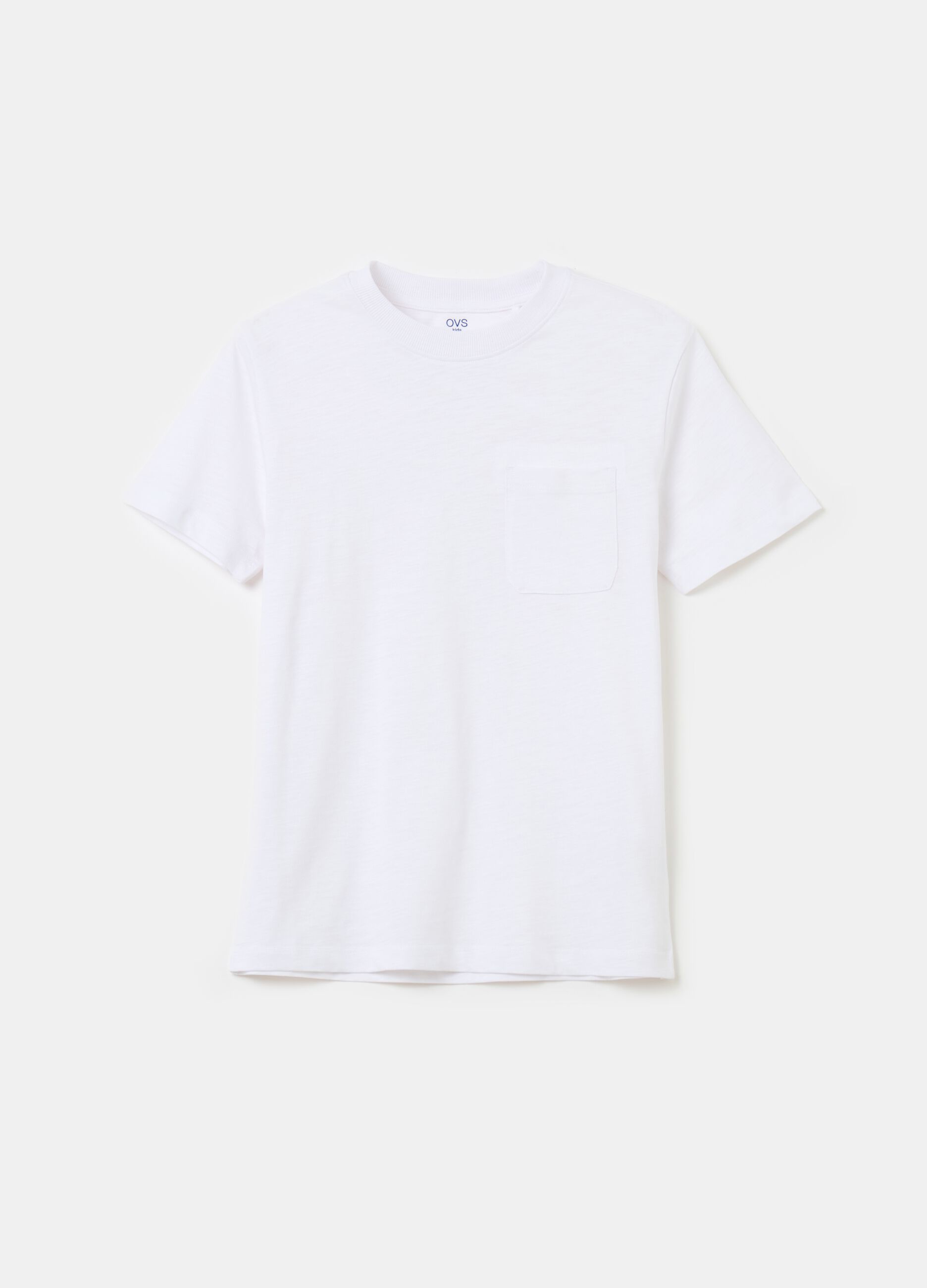 Slub cotton T-shirt with pocket