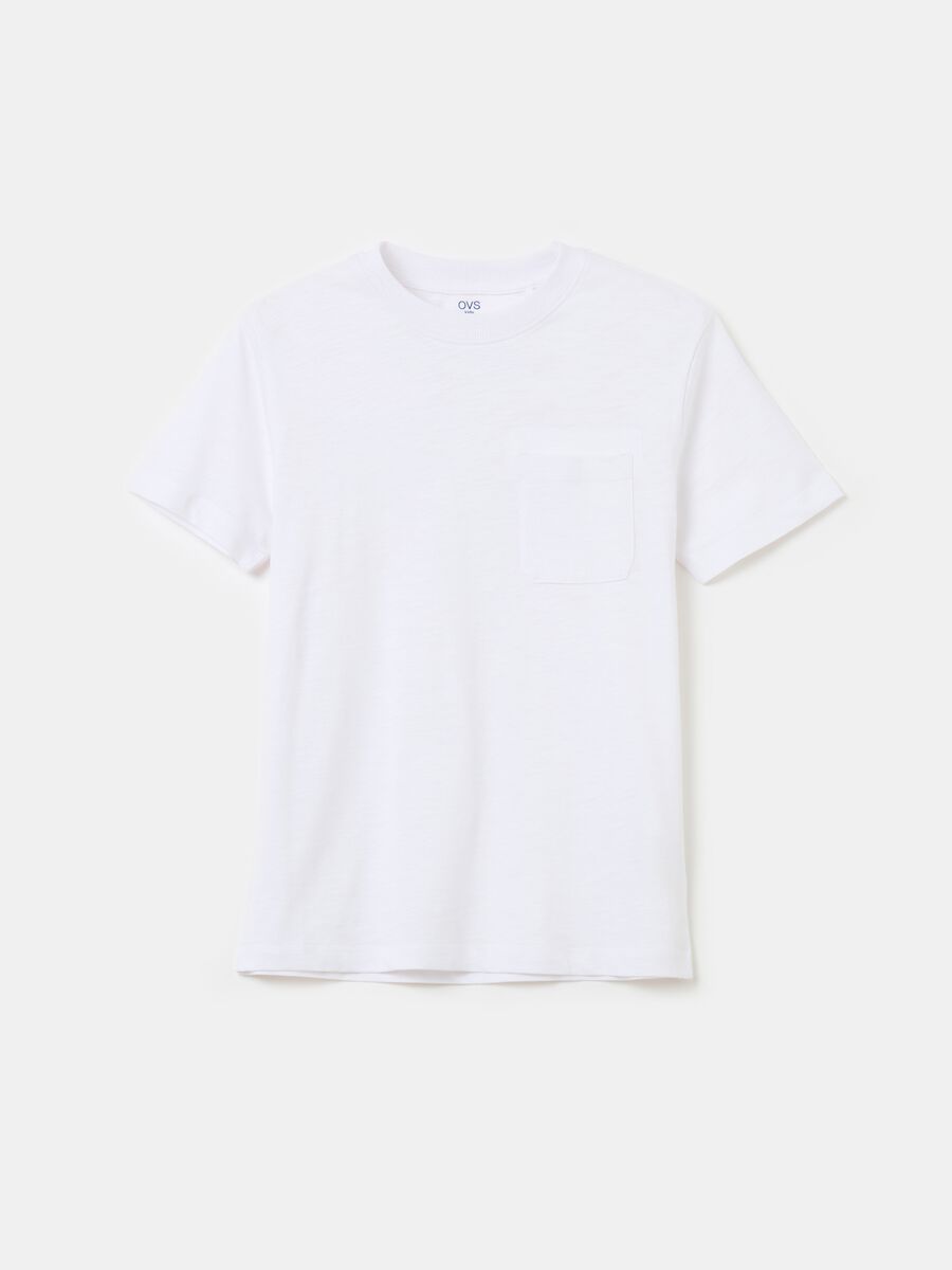 Slub cotton T-shirt with pocket_0