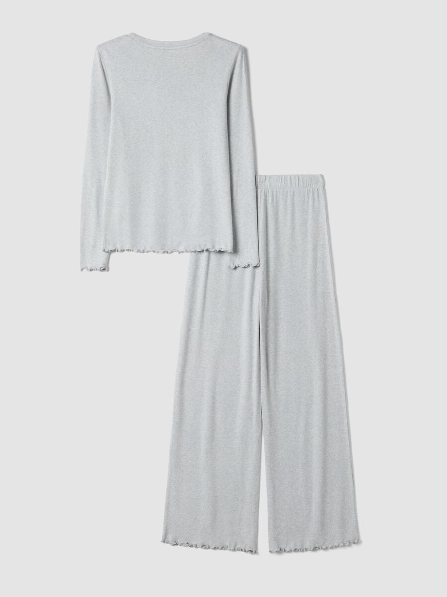 Grey stretch viscose pyjamas with crew neck_2
