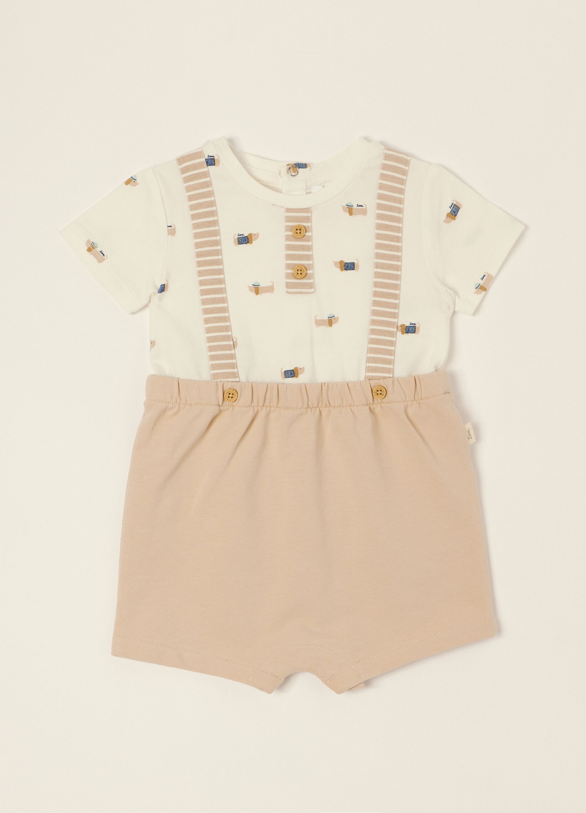 Multicolour printed stretch-cotton baby romper