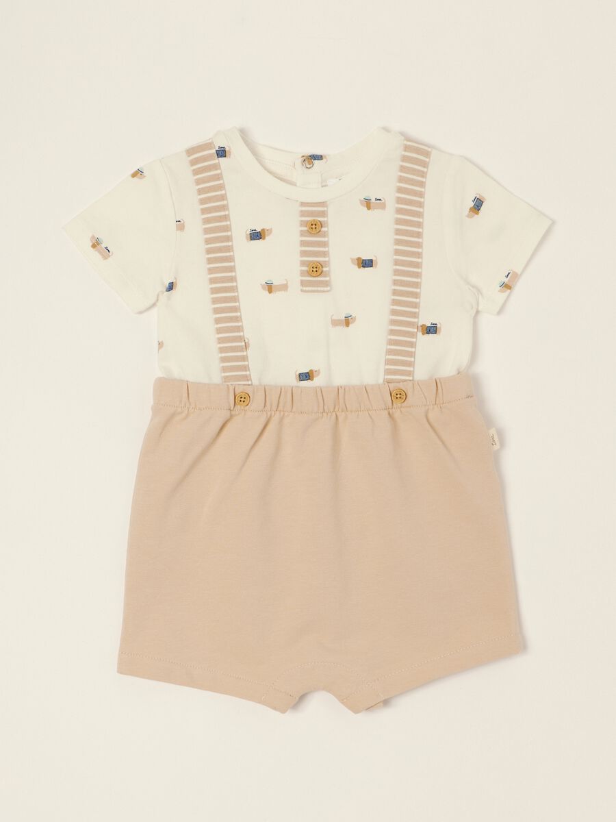 Multicolour printed stretch-cotton baby romper_0