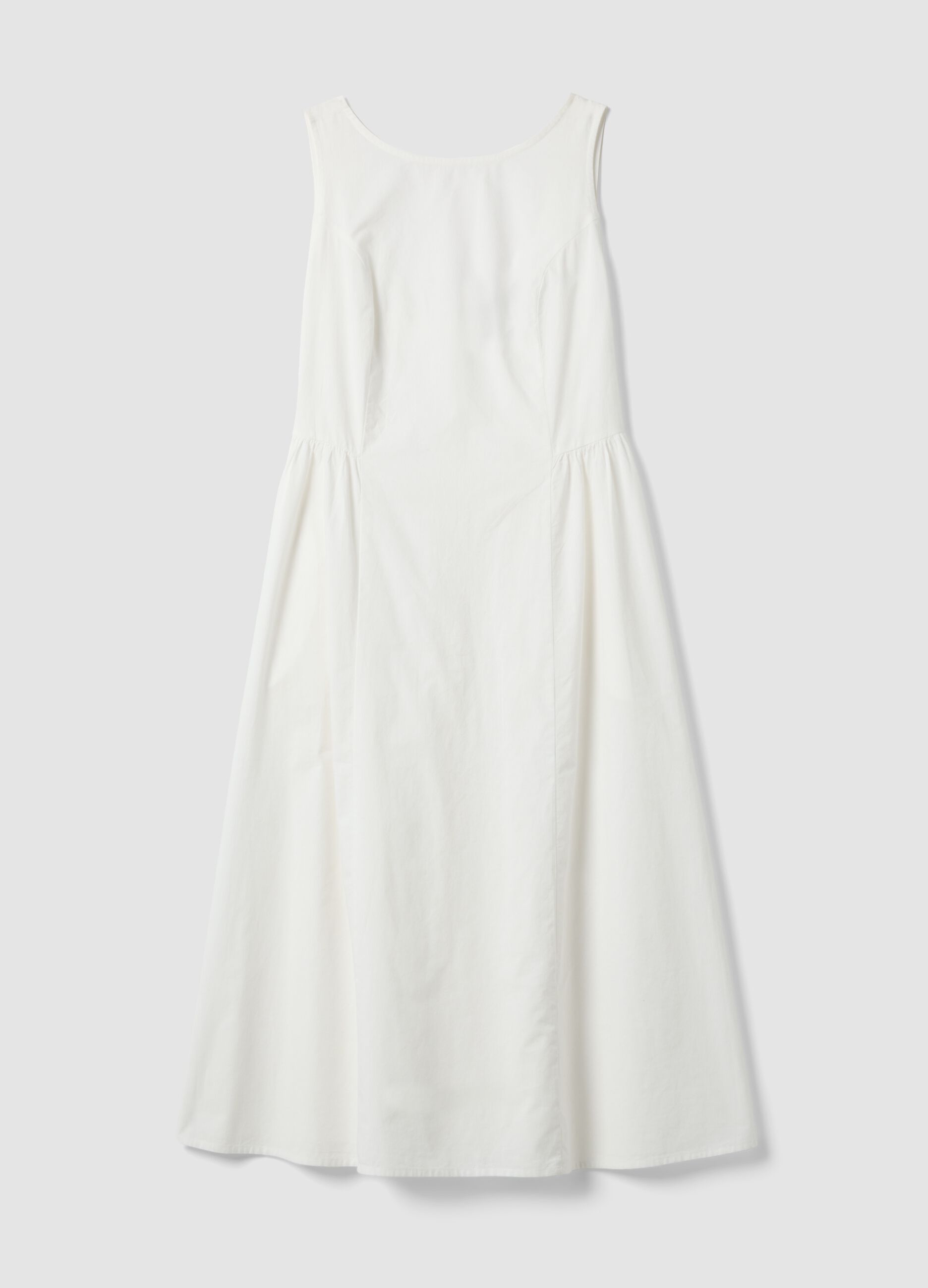 White pure cotton dress with boat neckline