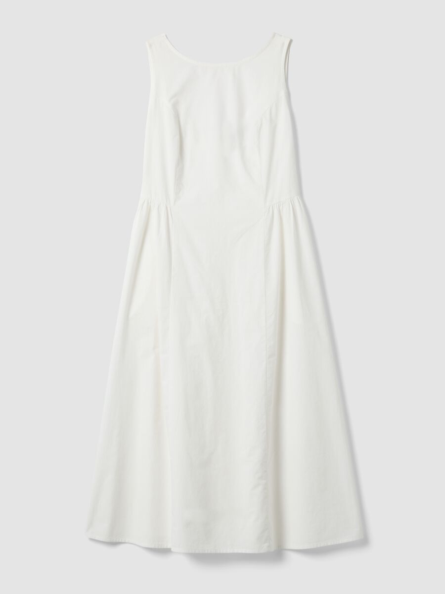 White pure cotton dress with boat neckline_4