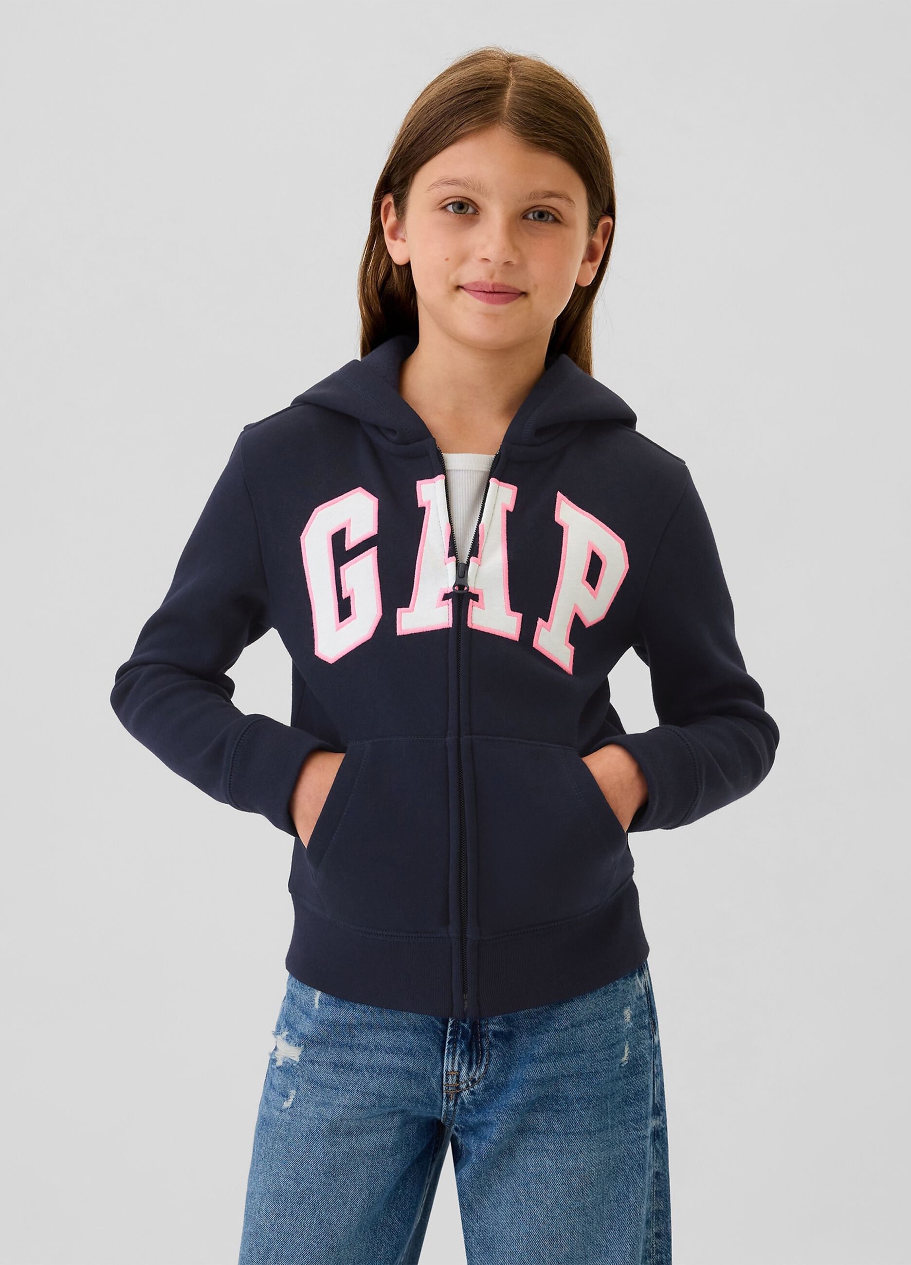 Full-zip hoodie with embroidered logo
