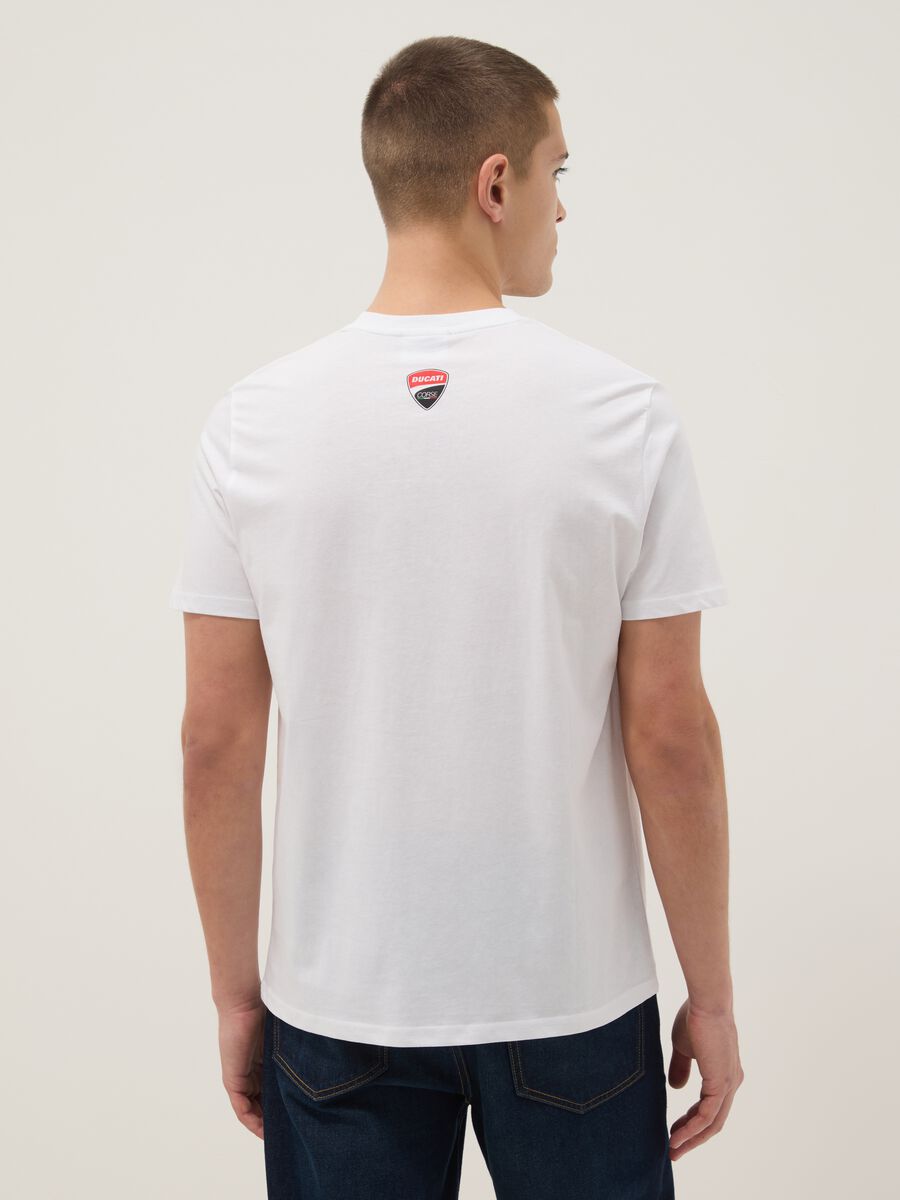 White pure cotton regular fit T-shirt with Ducati print_2