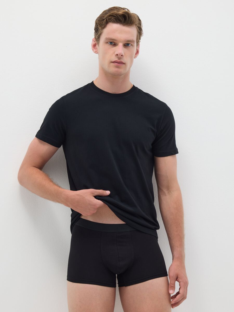 Black stretch cotton boxer regular fit_0