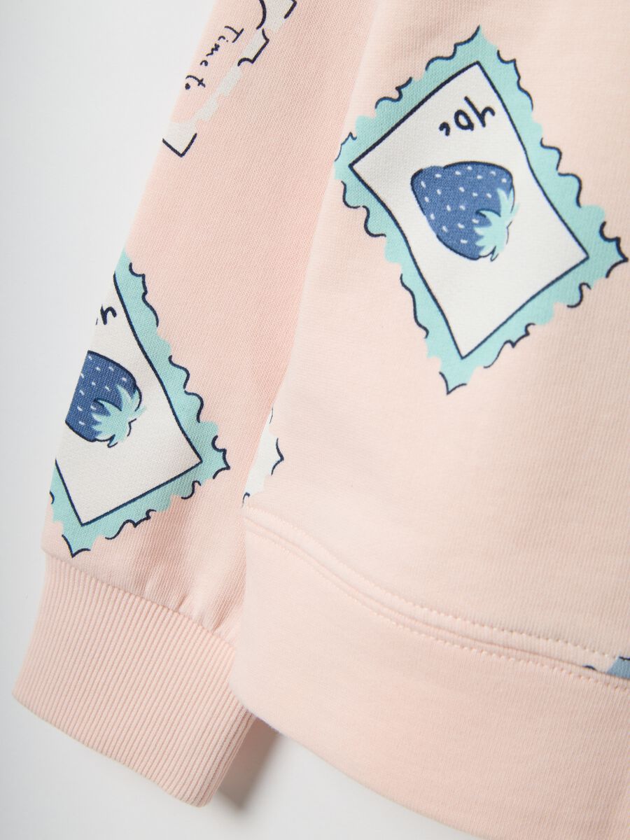 Girl's pink pure cotton sweatshirt, regular fit with print_3
