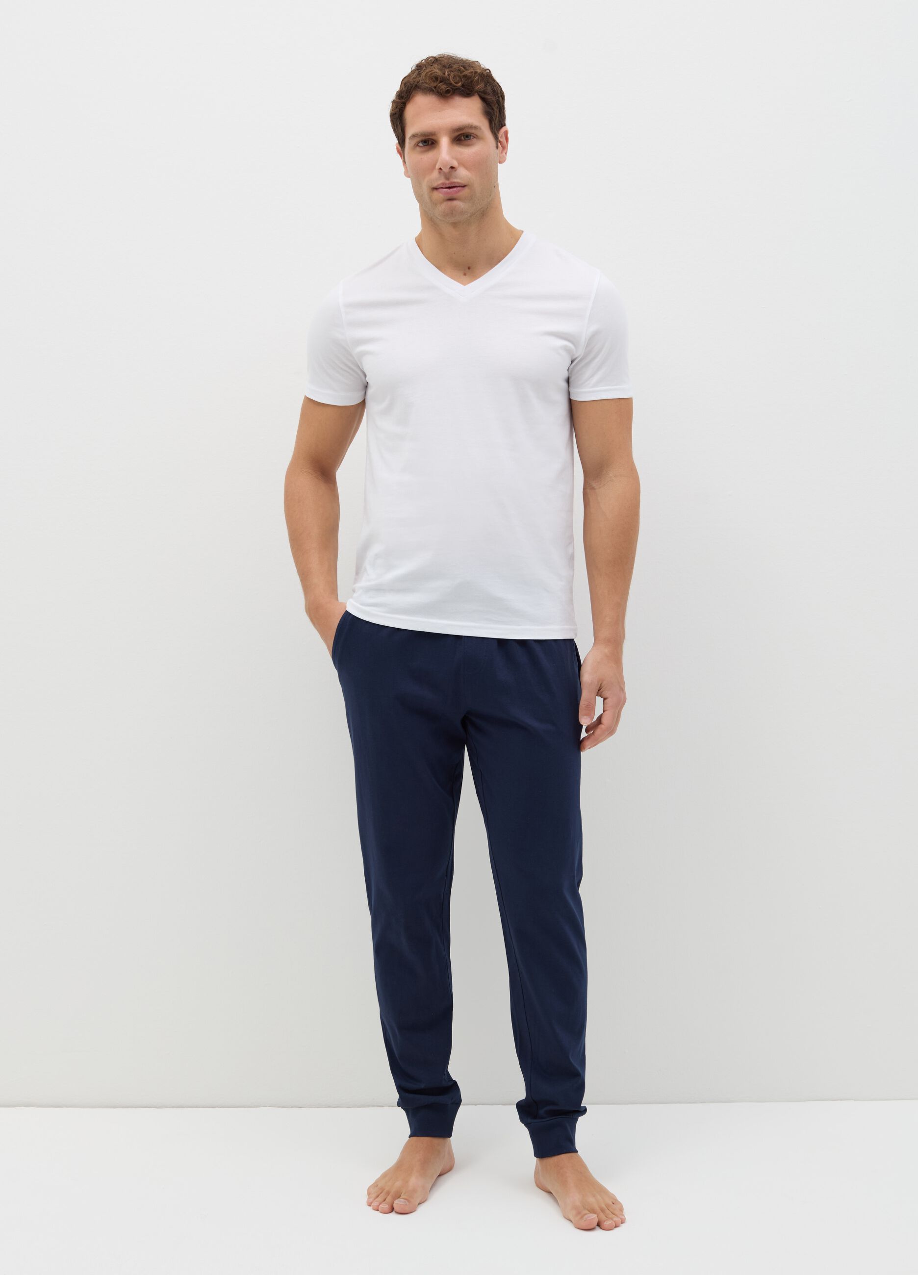 Cotton pyjama trousers with drawstring