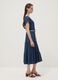 Blue midi dress in pure lyocell with braided belt_1