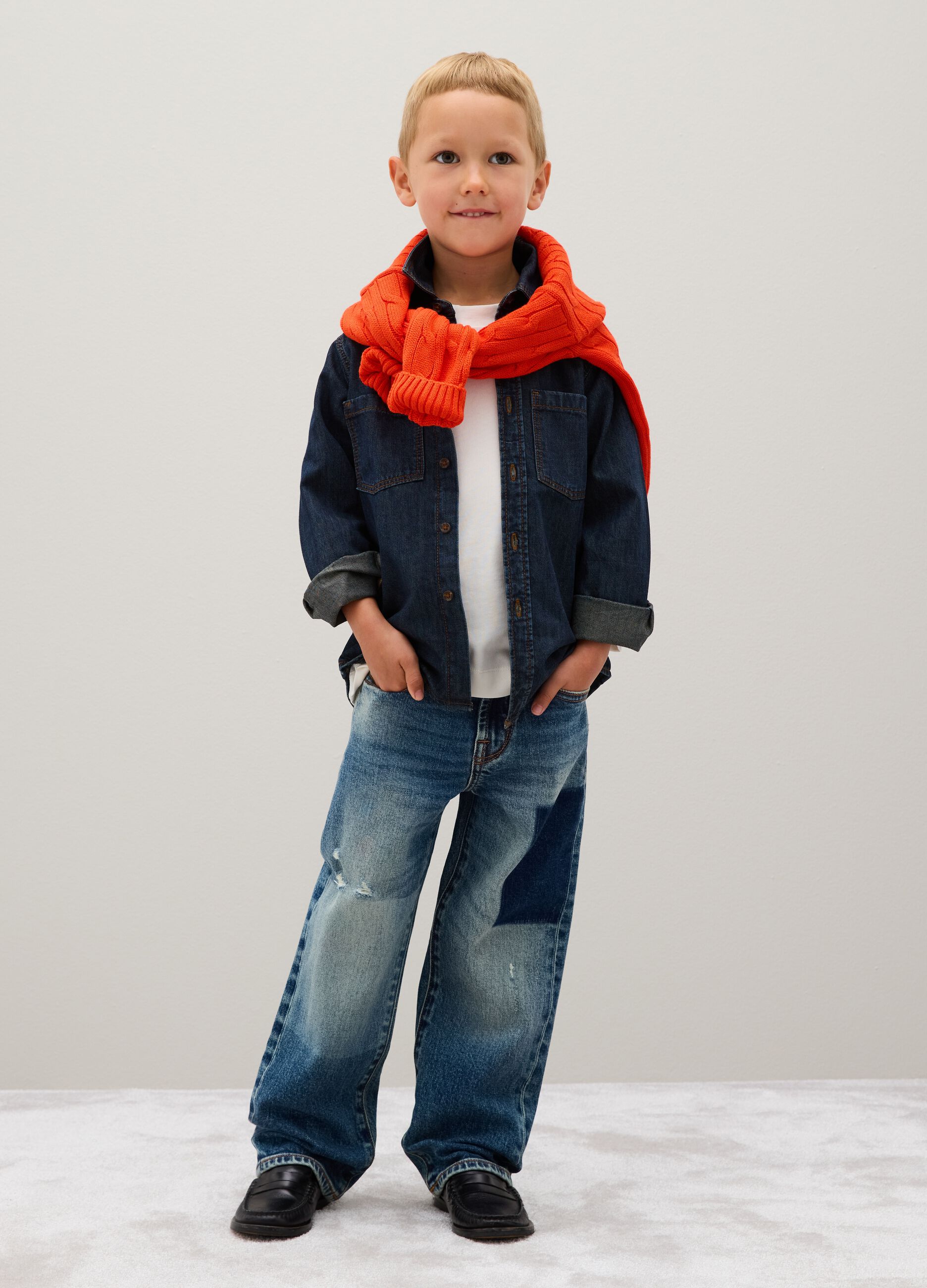 Children's blue stretch denim jeans, regular fit