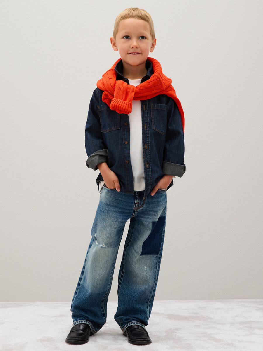 Children's blue stretch denim jeans, regular fit_1