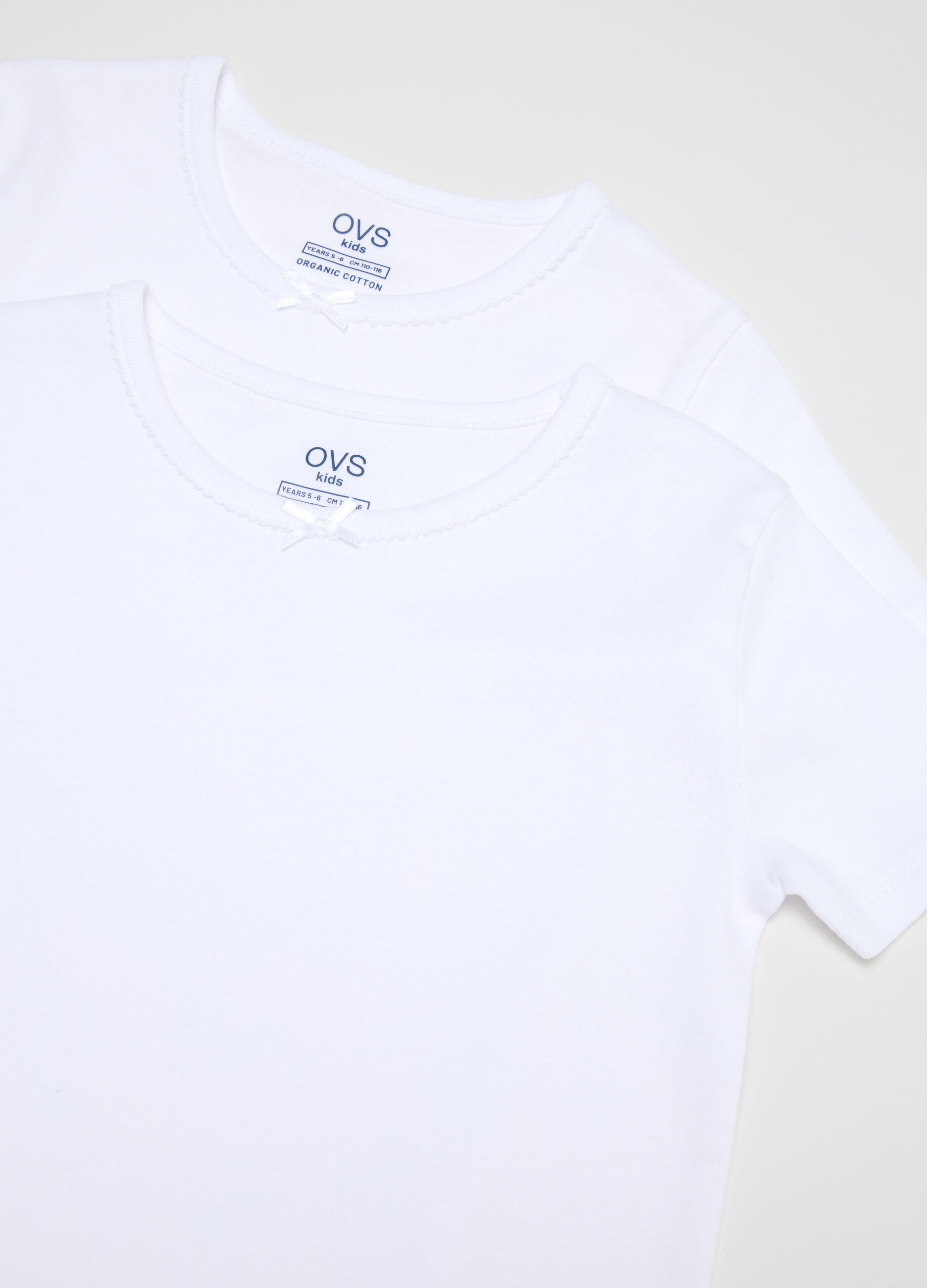 Pack of two white girls' t-shirts in pure cotton regular fit