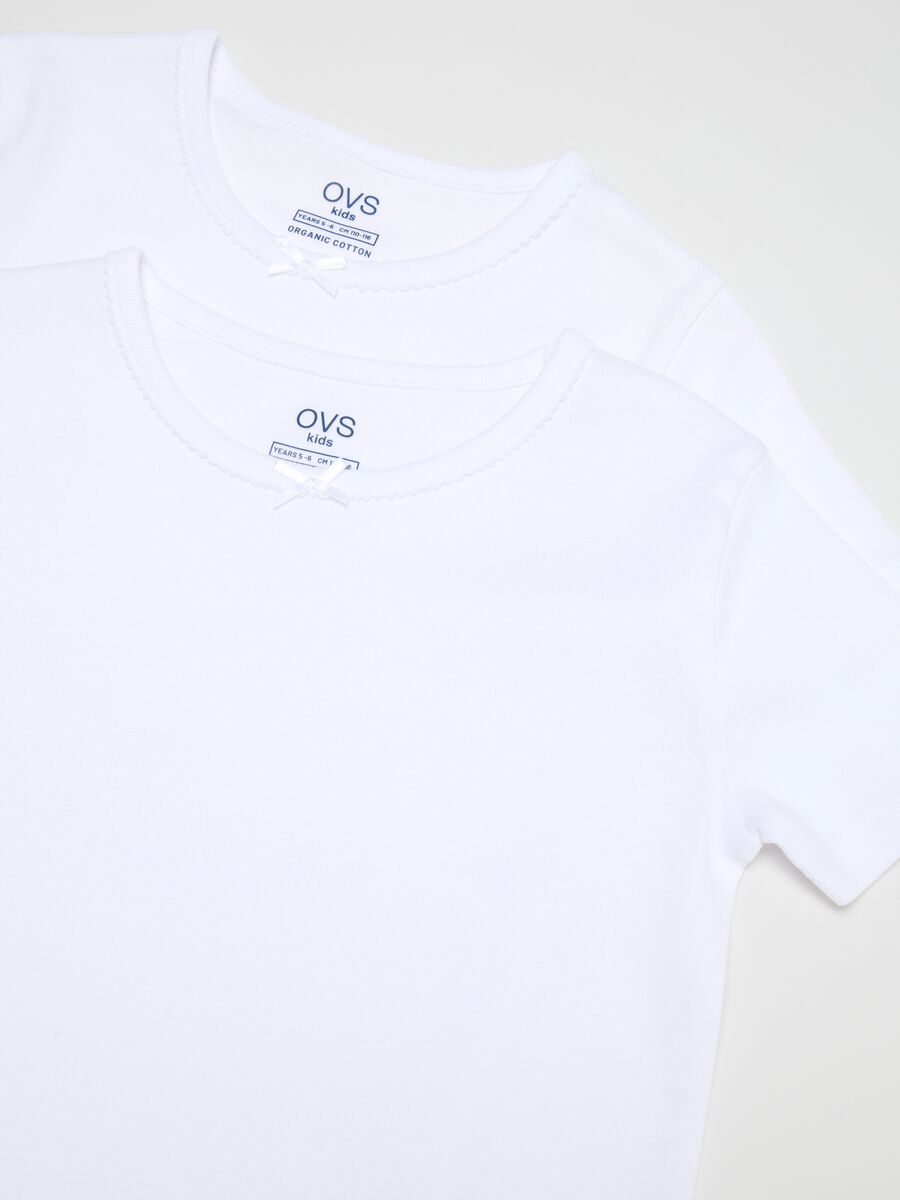 Pack of two white girls' t-shirts in pure cotton regular fit_3