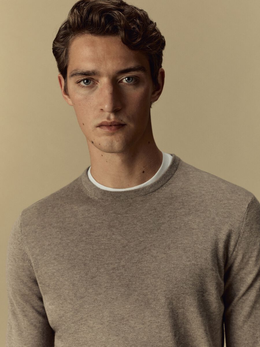 Pullover girocollo in cotone e seta_1