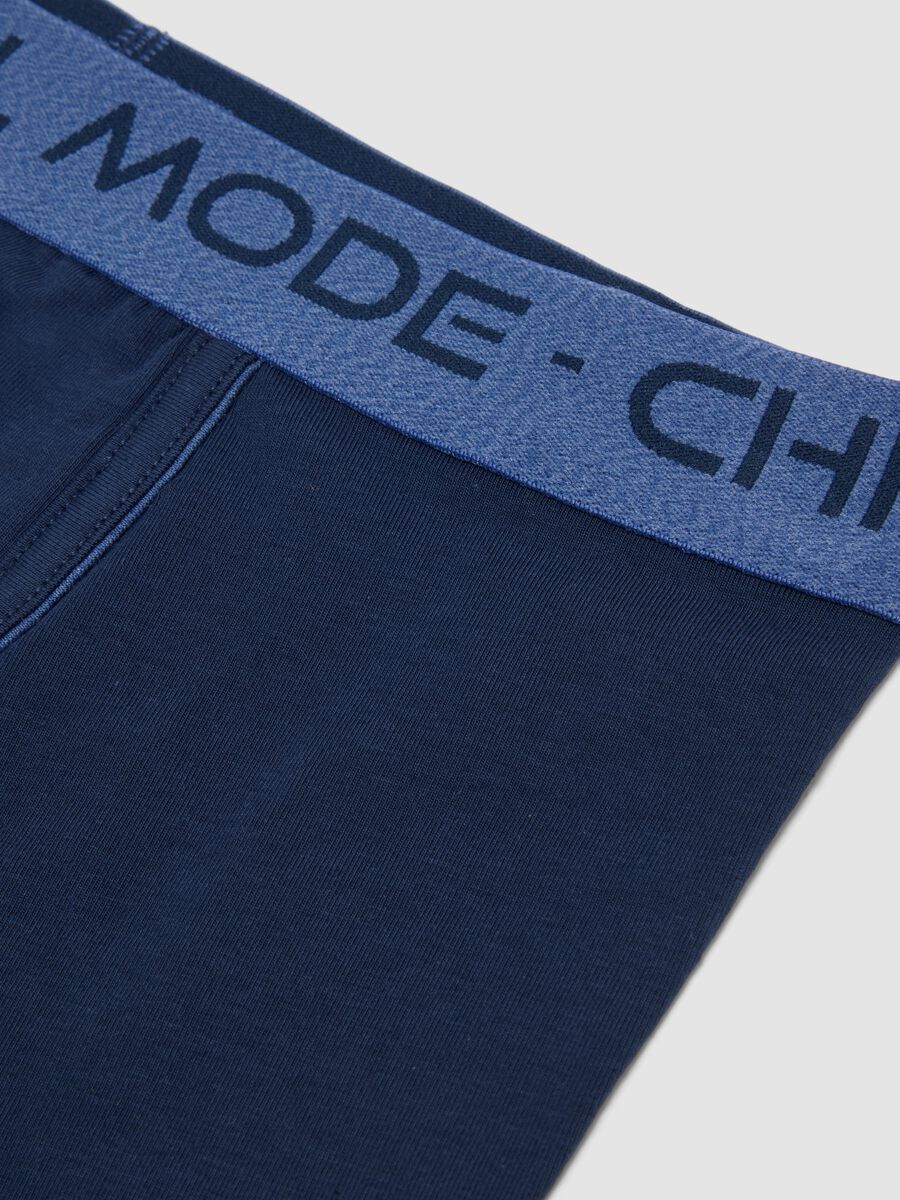 Boys&rsquo; blue mid-length boxer briefs in stretch organic cotton_3