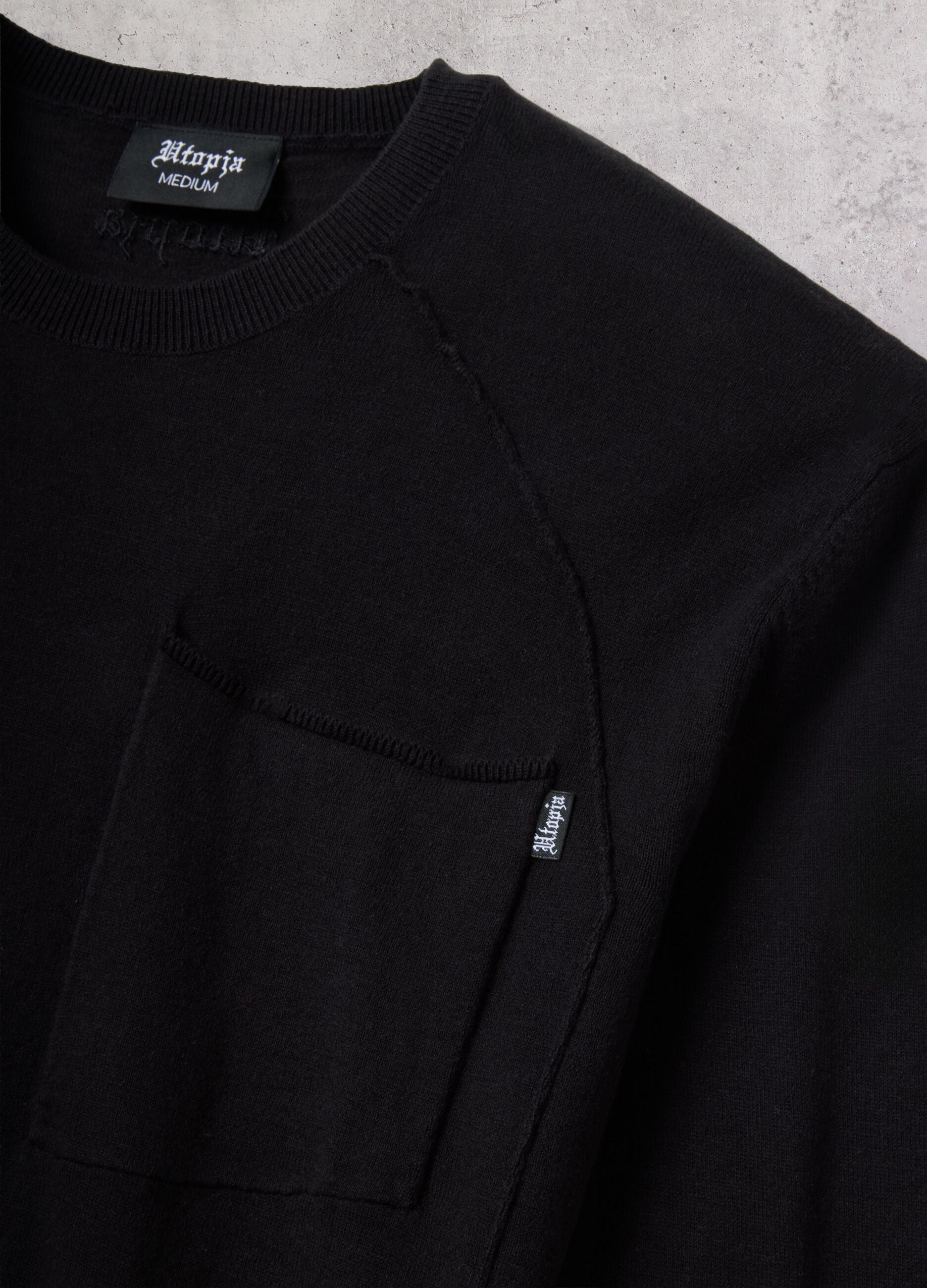 Black Knit Long-Sleeve T-Shirt