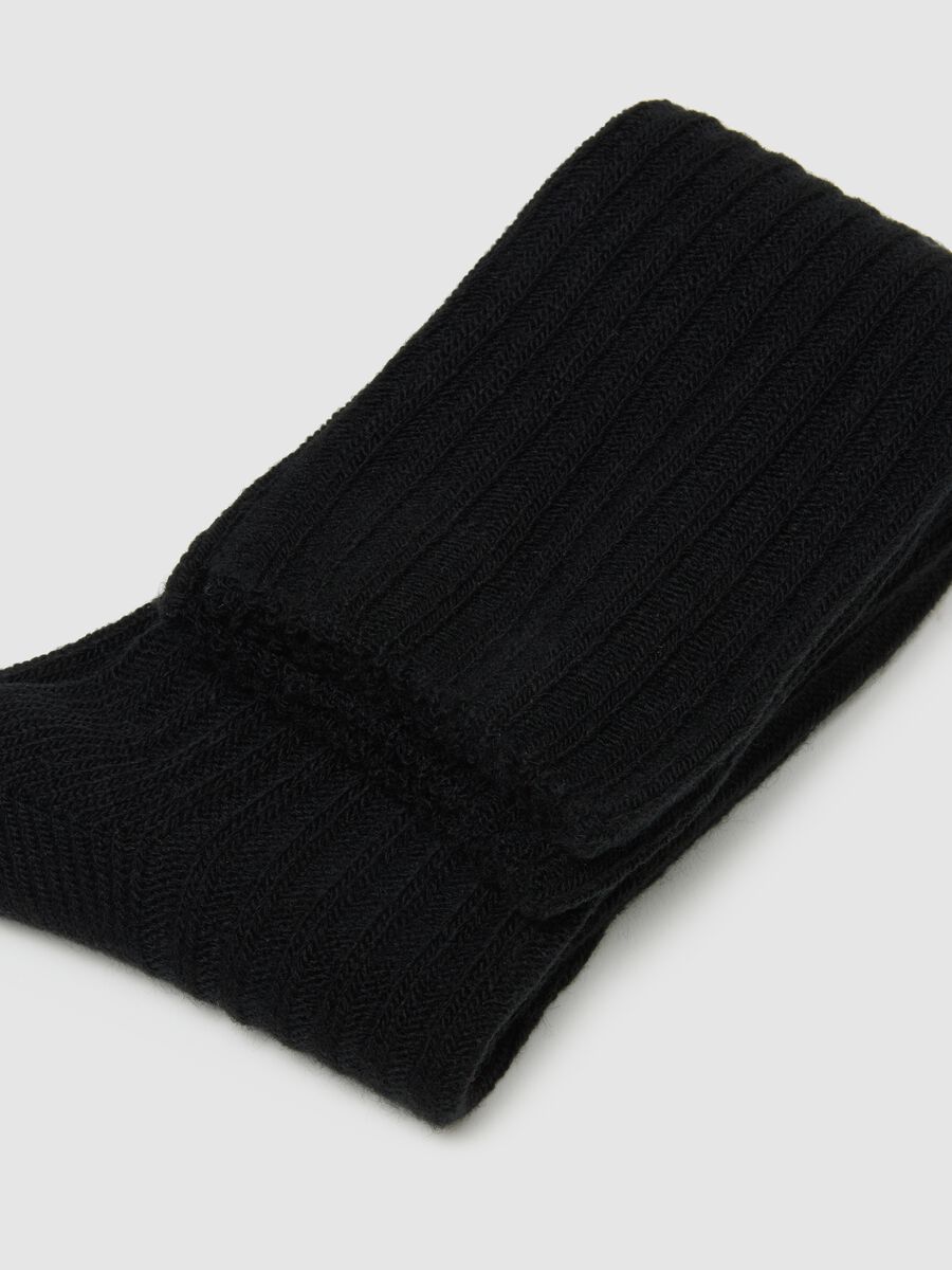 Two-pack of long ribbed black socks_1