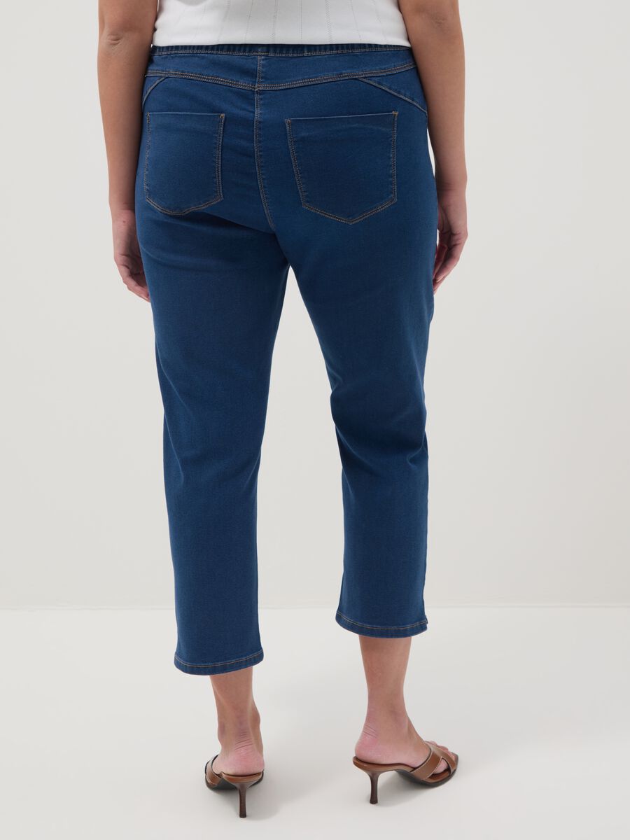 Slim fit blue stretch cotton blend trousers_2
