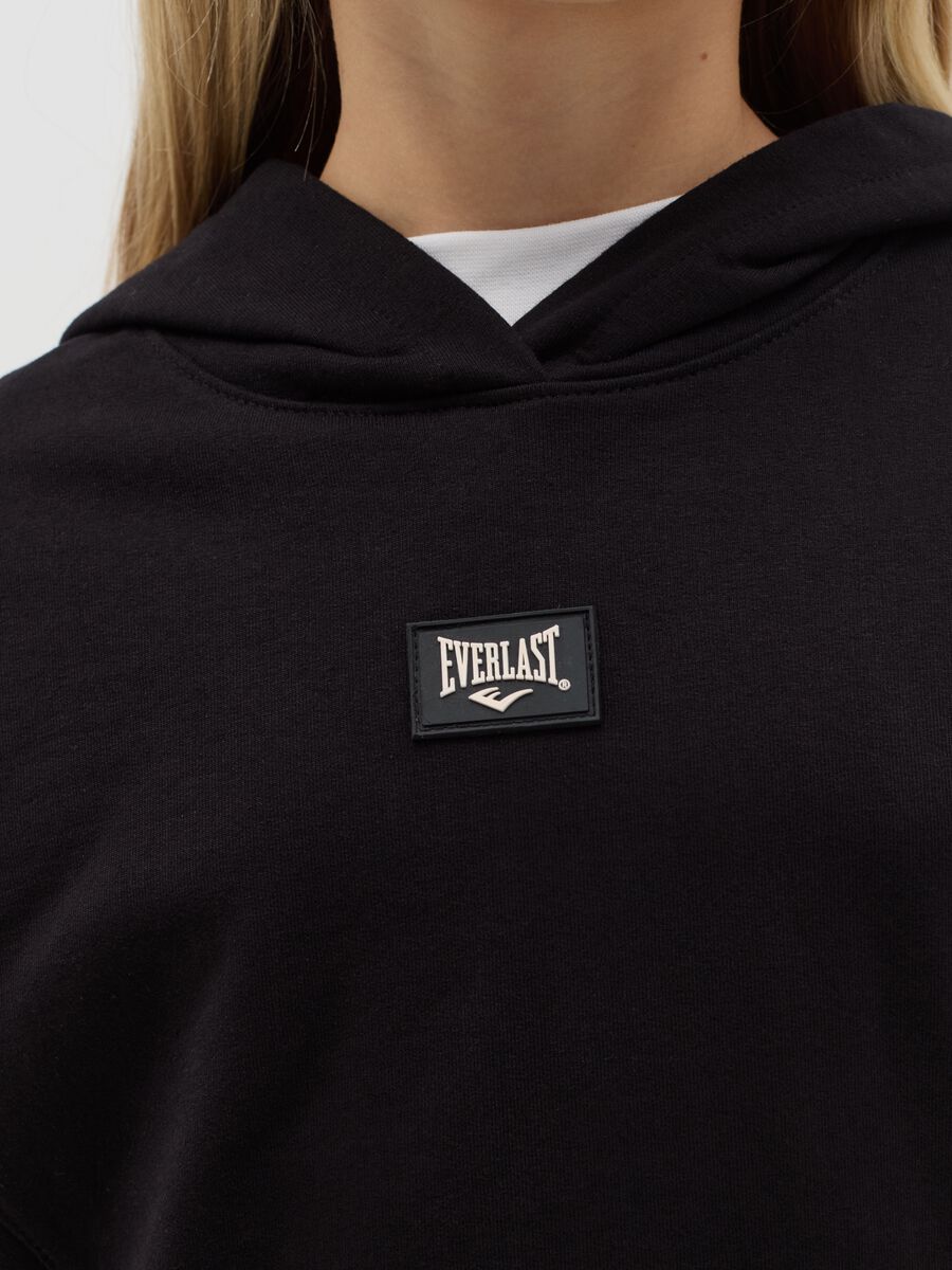 Cropped sweatshirt with hood and logo patch_1
