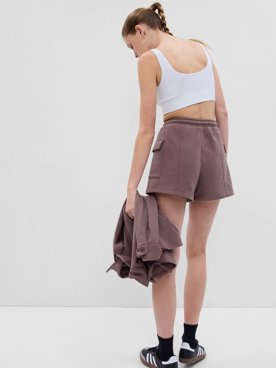 Shorts cargo in felpa con coulisse_1
