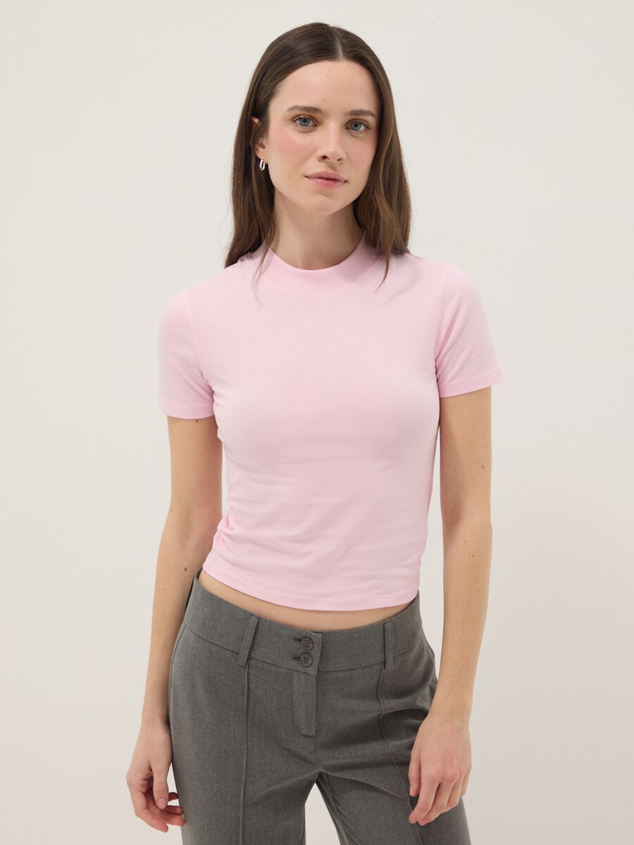 Slim fit pink stretch cotton T-shirt_0