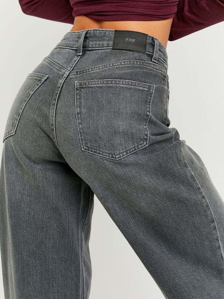 Pantaloni in cotone denim grigio regular fit_3