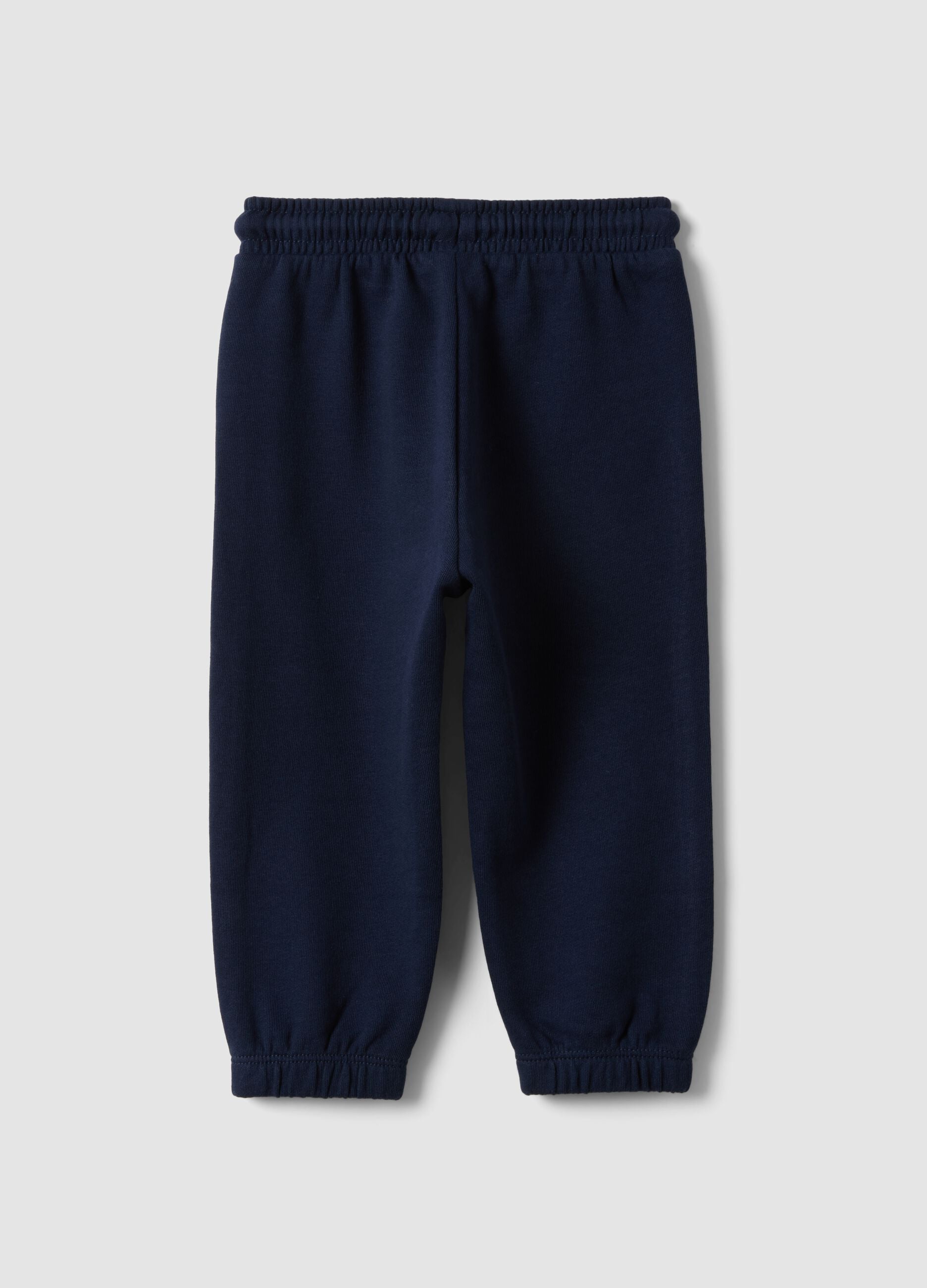 Pantaloni jogger blu in puro cotone organico con coulisse per bimbo
