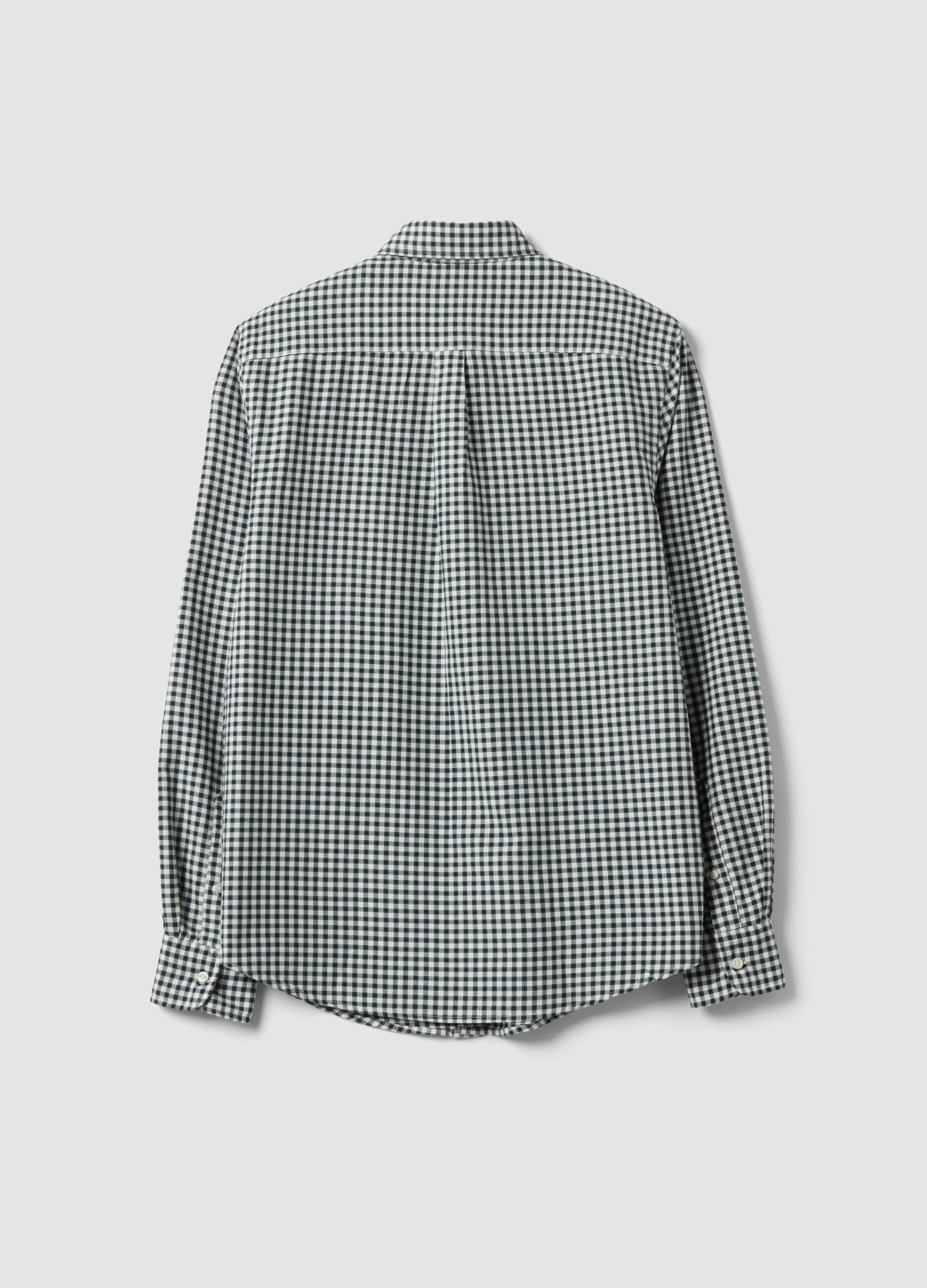 Green checked Oxford shirt in pure cotton with button-down collar, regular fit