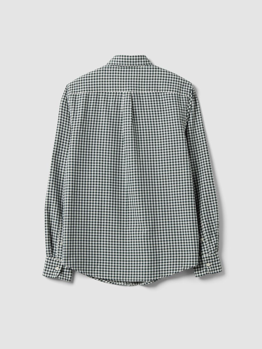 Camicia oxford verde a quadri in puro cotone con collo button-down regular fit_2