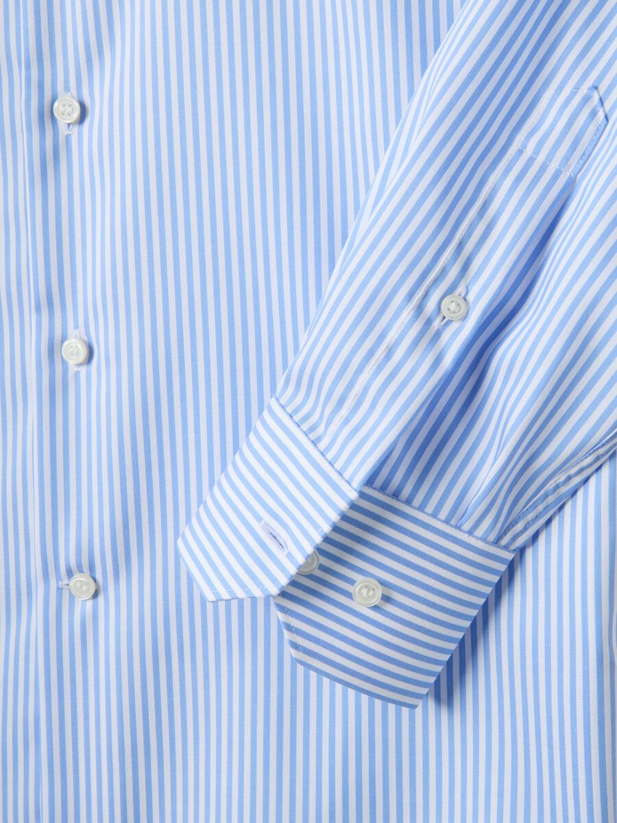 Multicolour striped slim fit pure cotton shirt_5