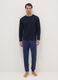 Blue crew neck long sleeve pyjamas in pure cotton regular fit_0