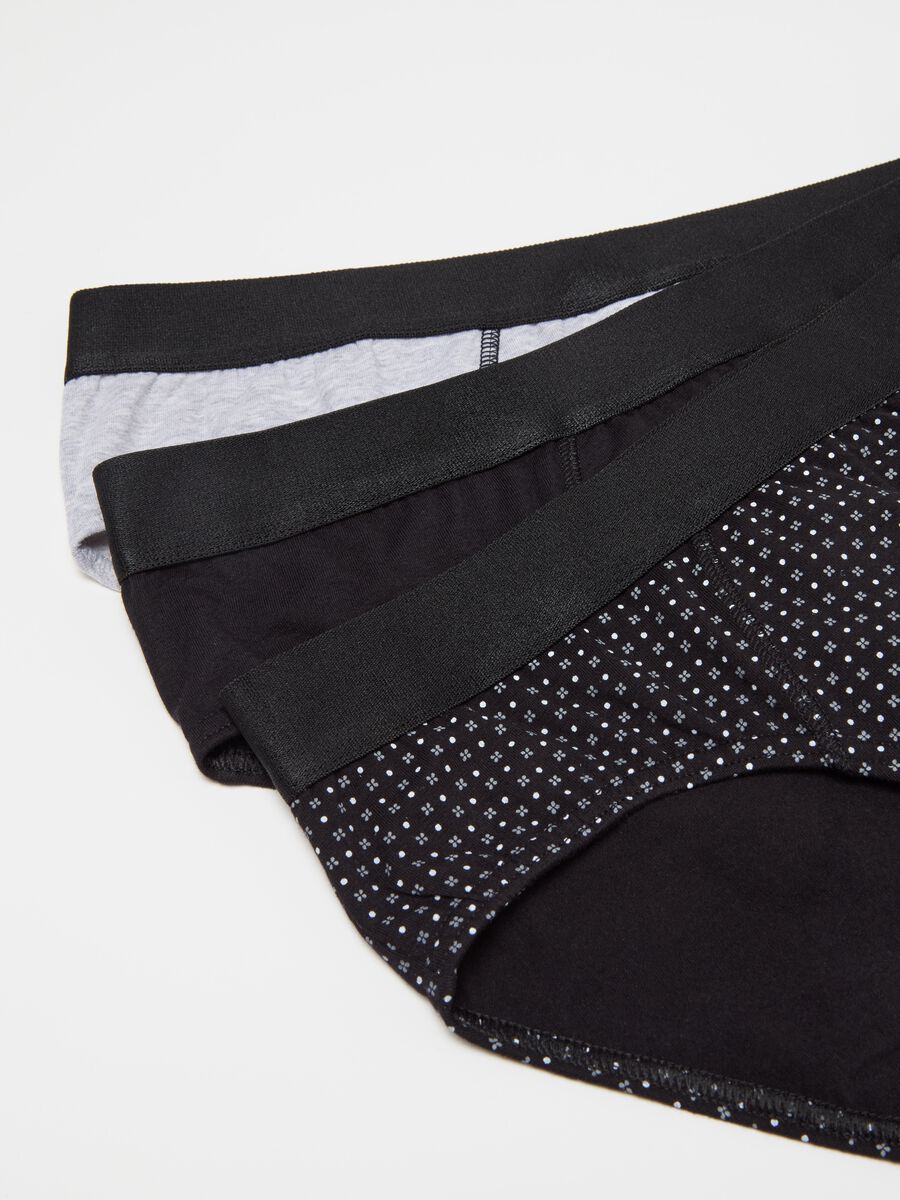 Three-pair pack briefs in stretch cotton with micro pattern_5
