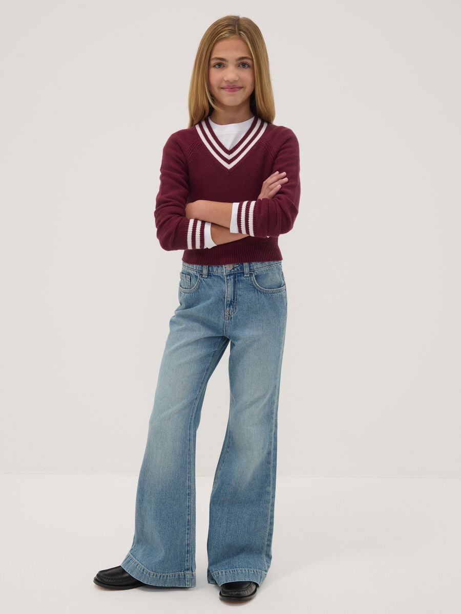 Jeans azzurri flare in puro cotone_0