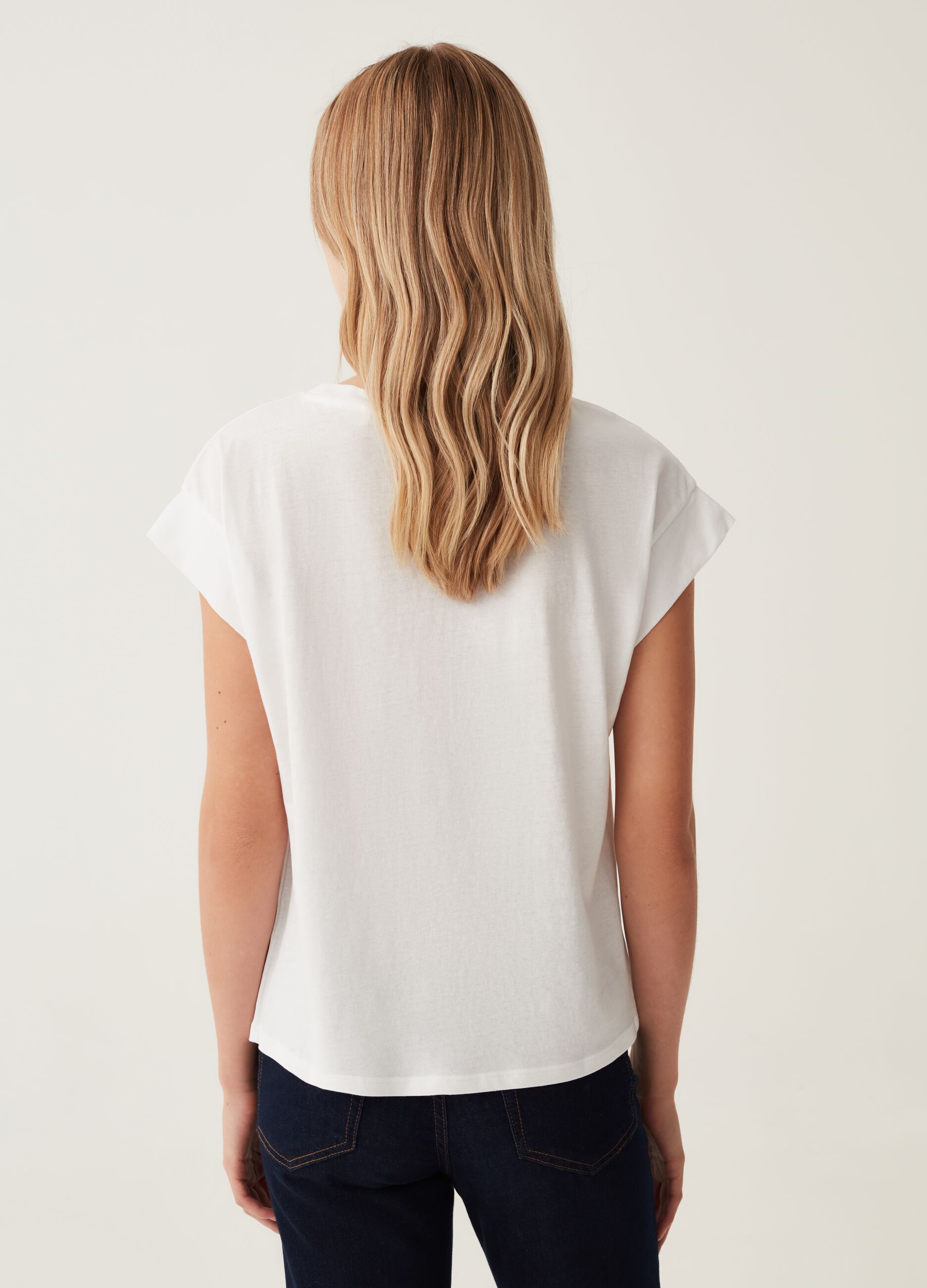 T-shirt in cotone con maniche a kimono_2