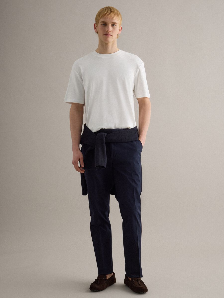 White cotton crew neck T-shirt, regular fit_2