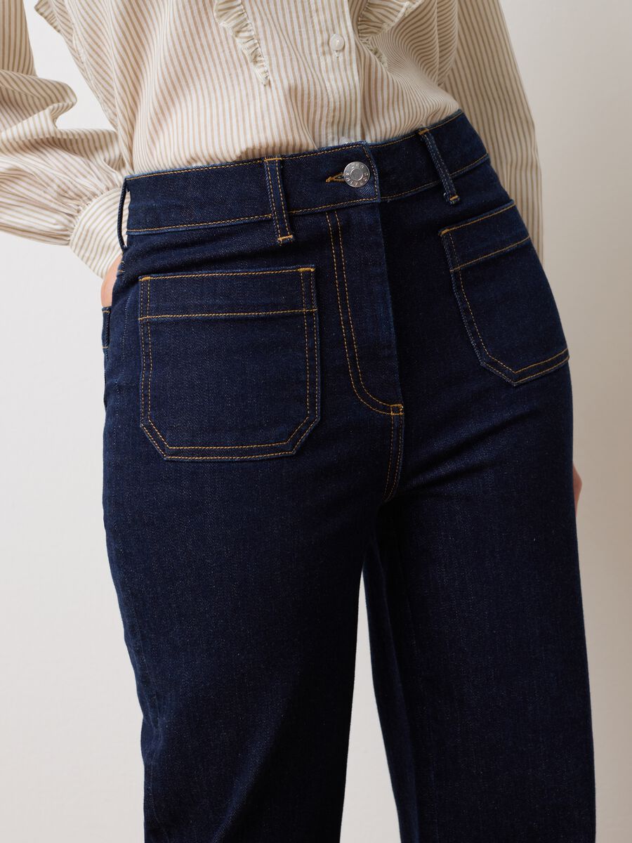 Blue Wide Leg Denim Trousers_3