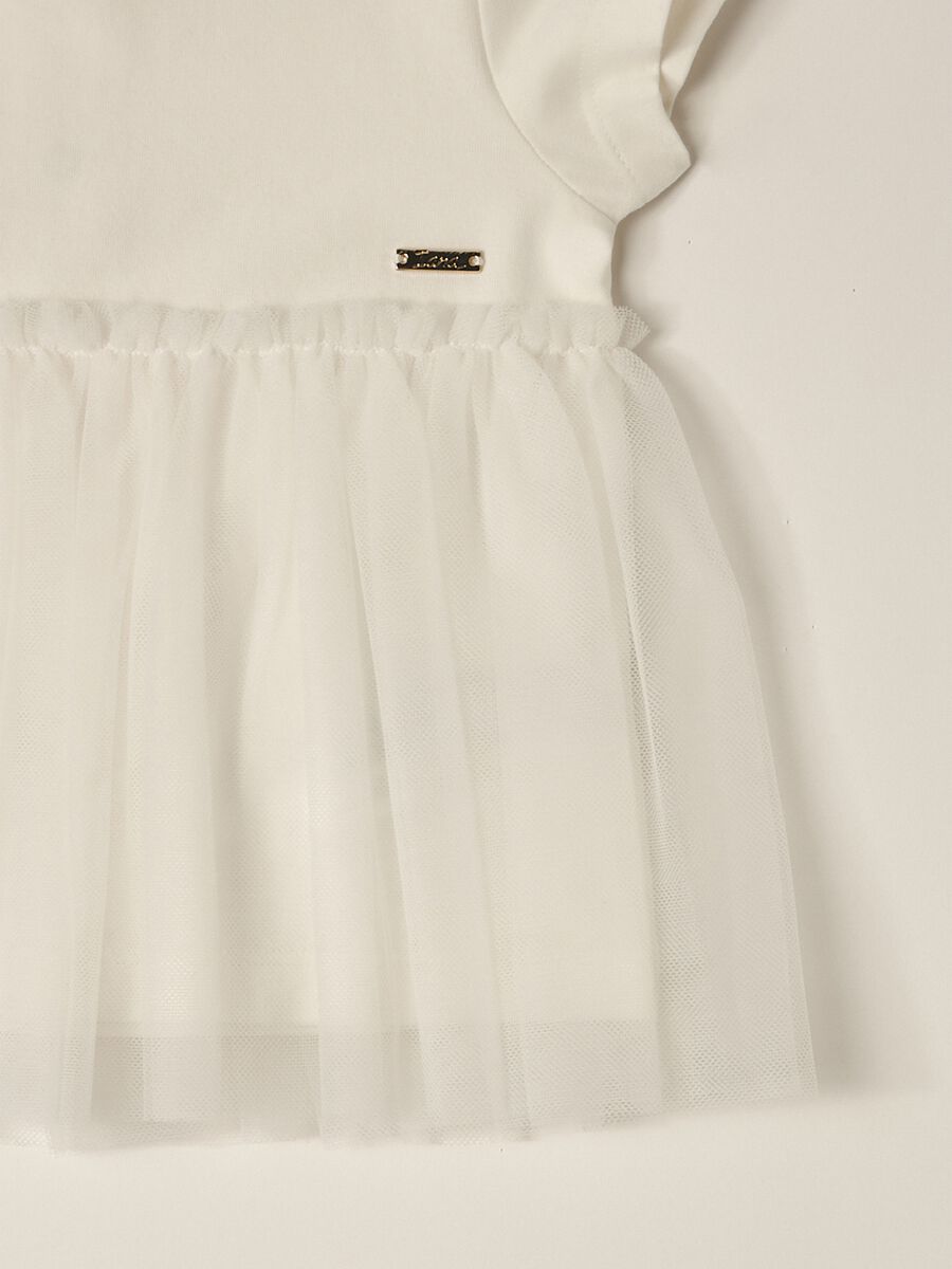 IANA newborn girl T-shirt in stretch jersey with tulle_2