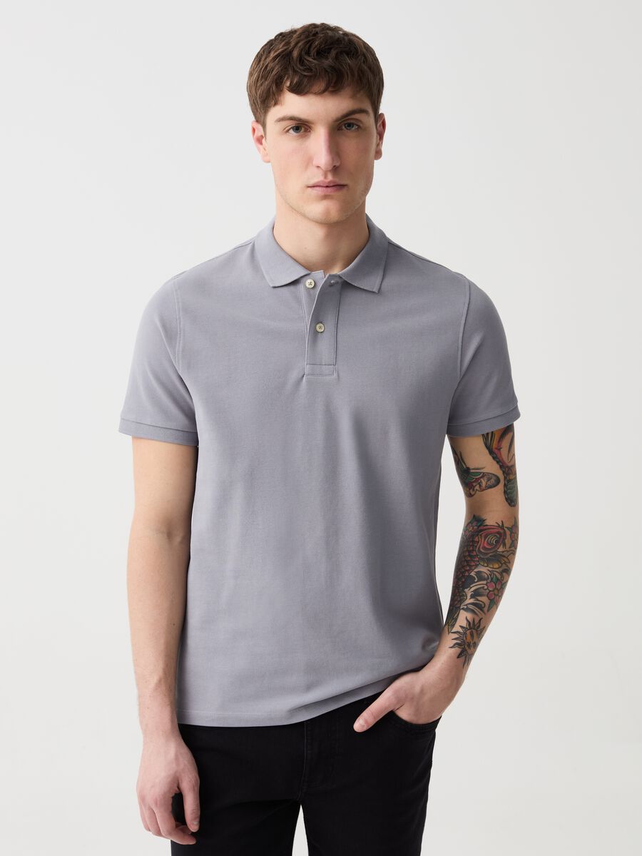 Organic cotton pique polo shirt_0