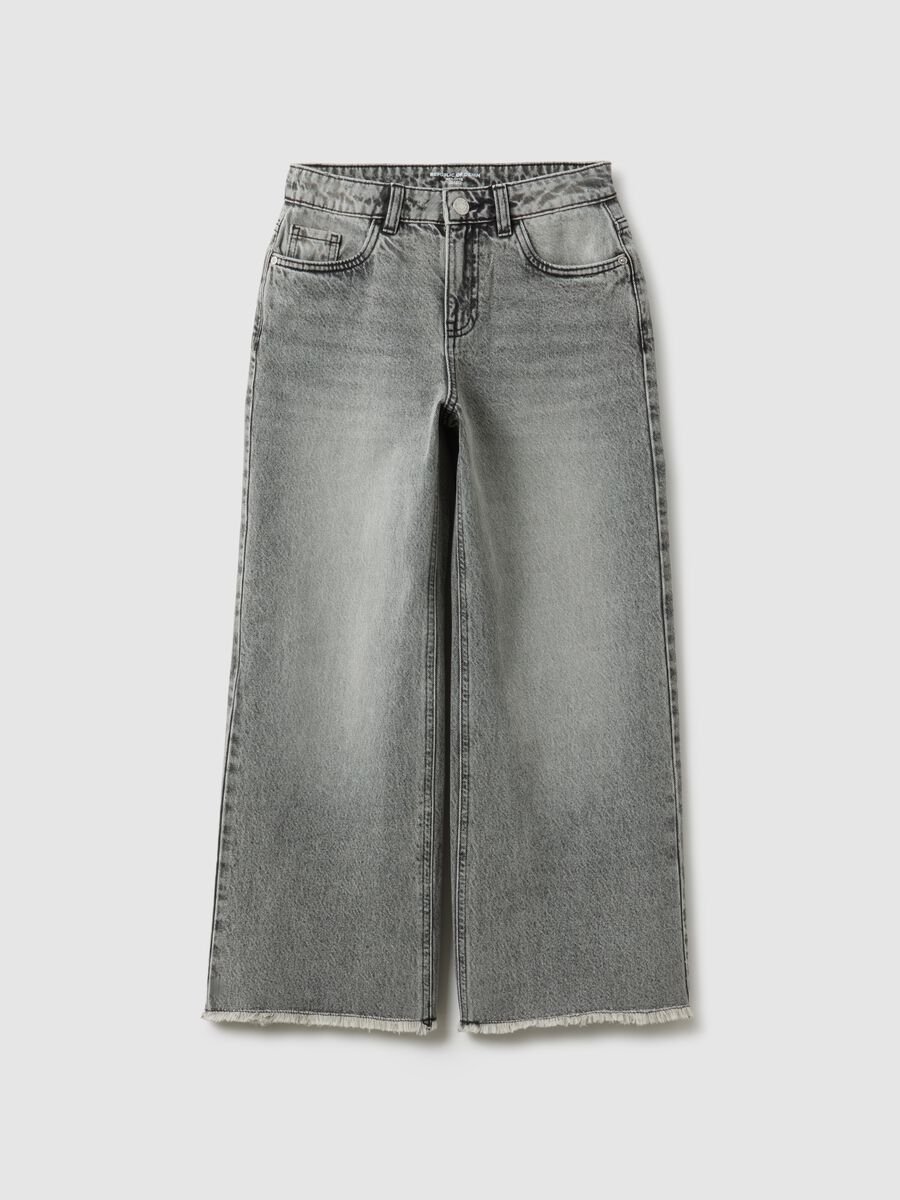 Jeans culotte in puro cotone grigio da ragazza vestibilit&agrave; comoda_3