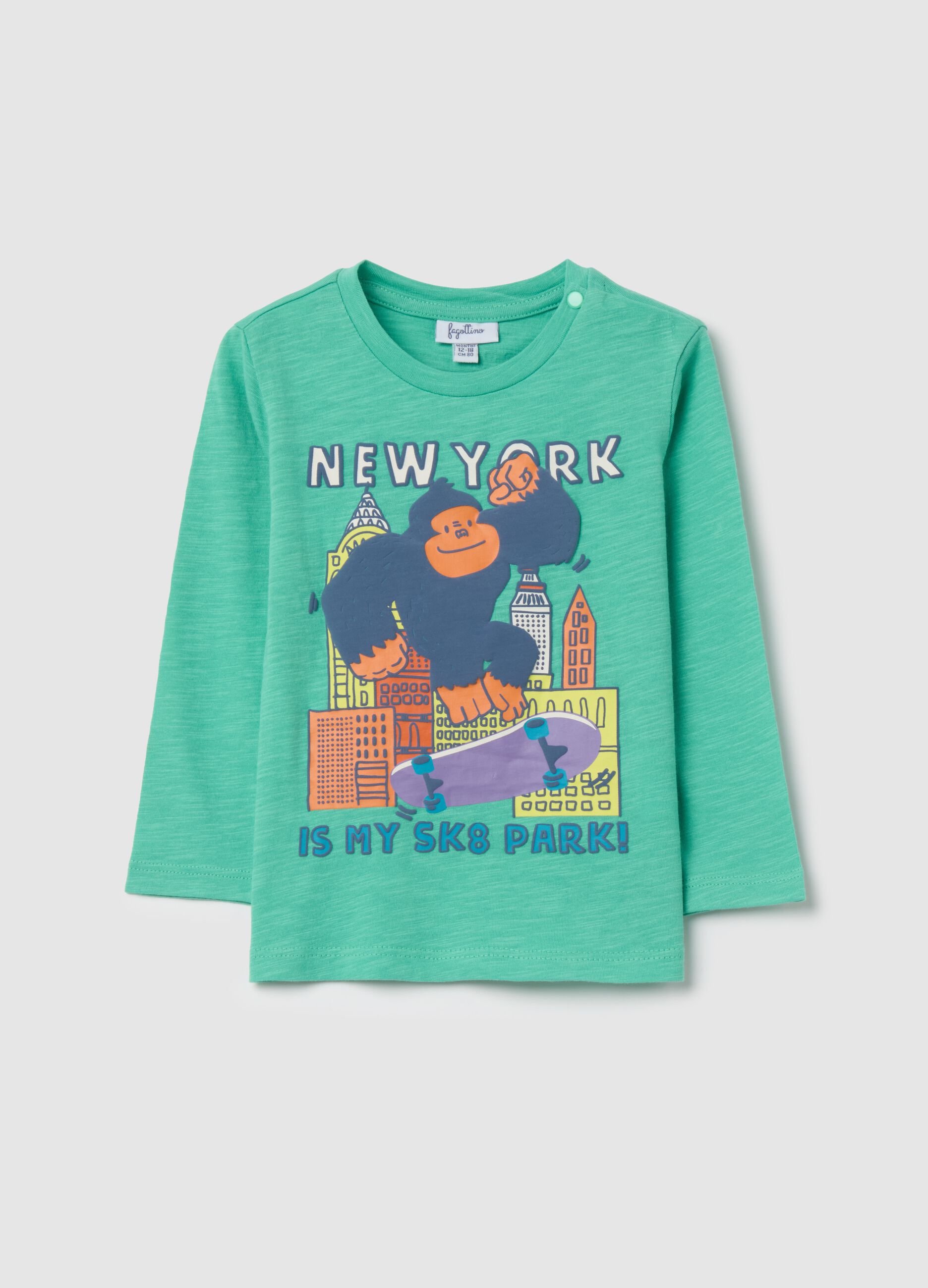 Long-sleeved T-shirt with "New York is my sk8 park" print