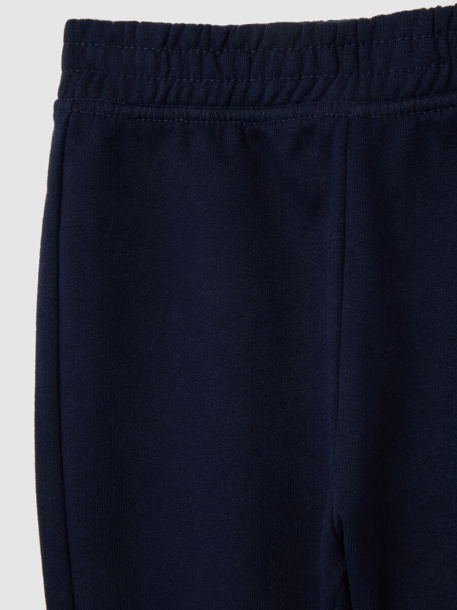 Pantaloni blu da bimba in puro cotone fleece regular fit_2