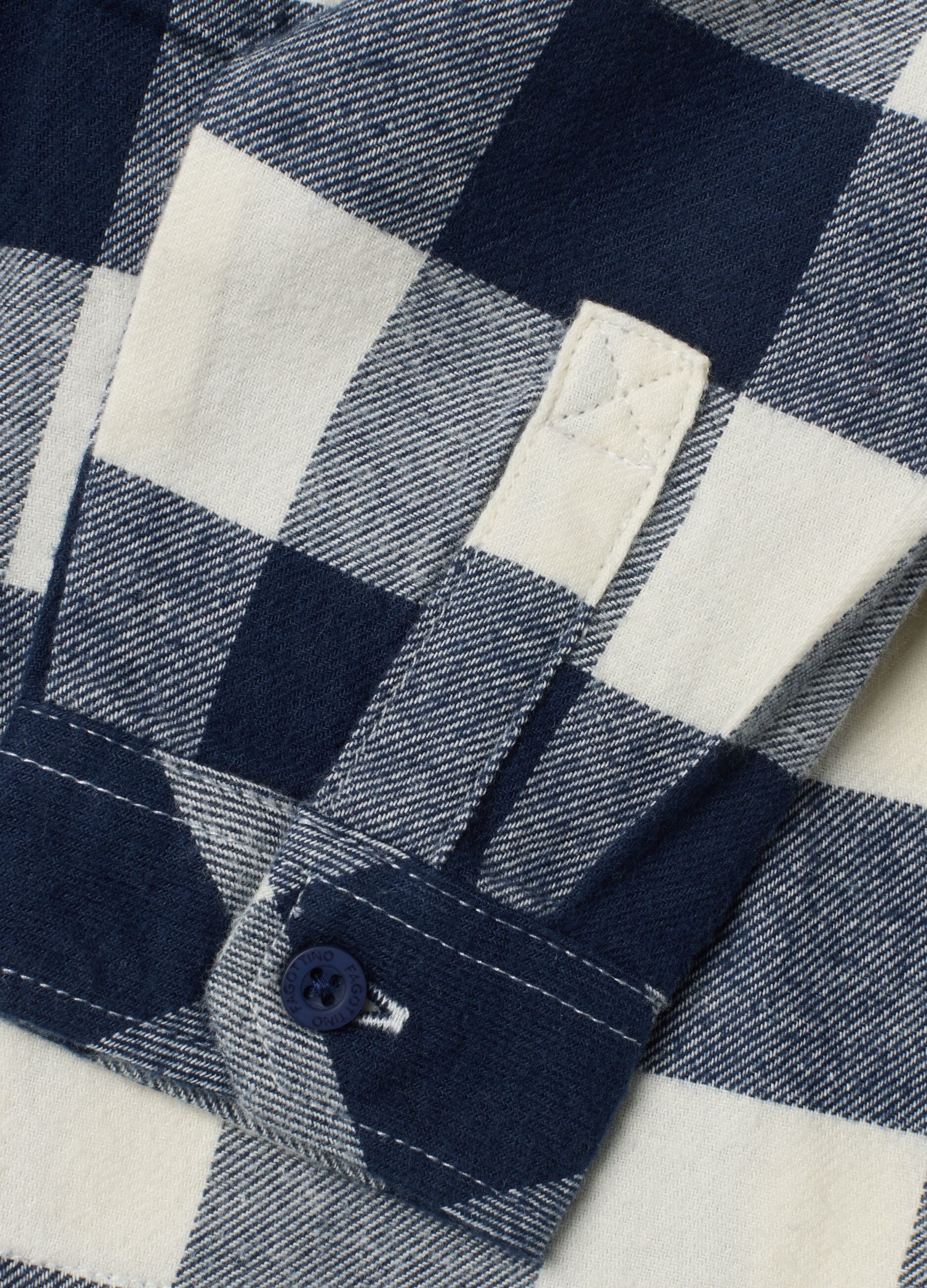 Blue and white checked pure cotton oversized shirt